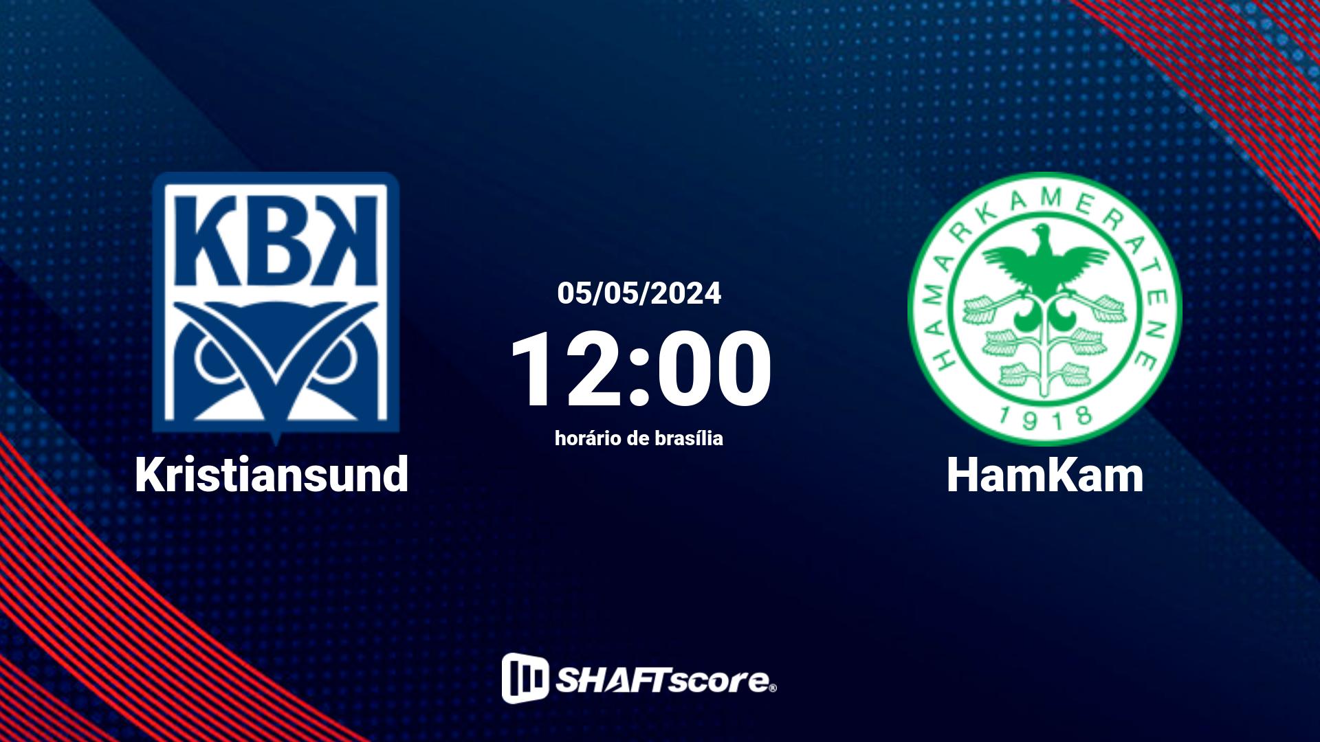 Estatísticas do jogo Kristiansund vs HamKam 05.05 12:00