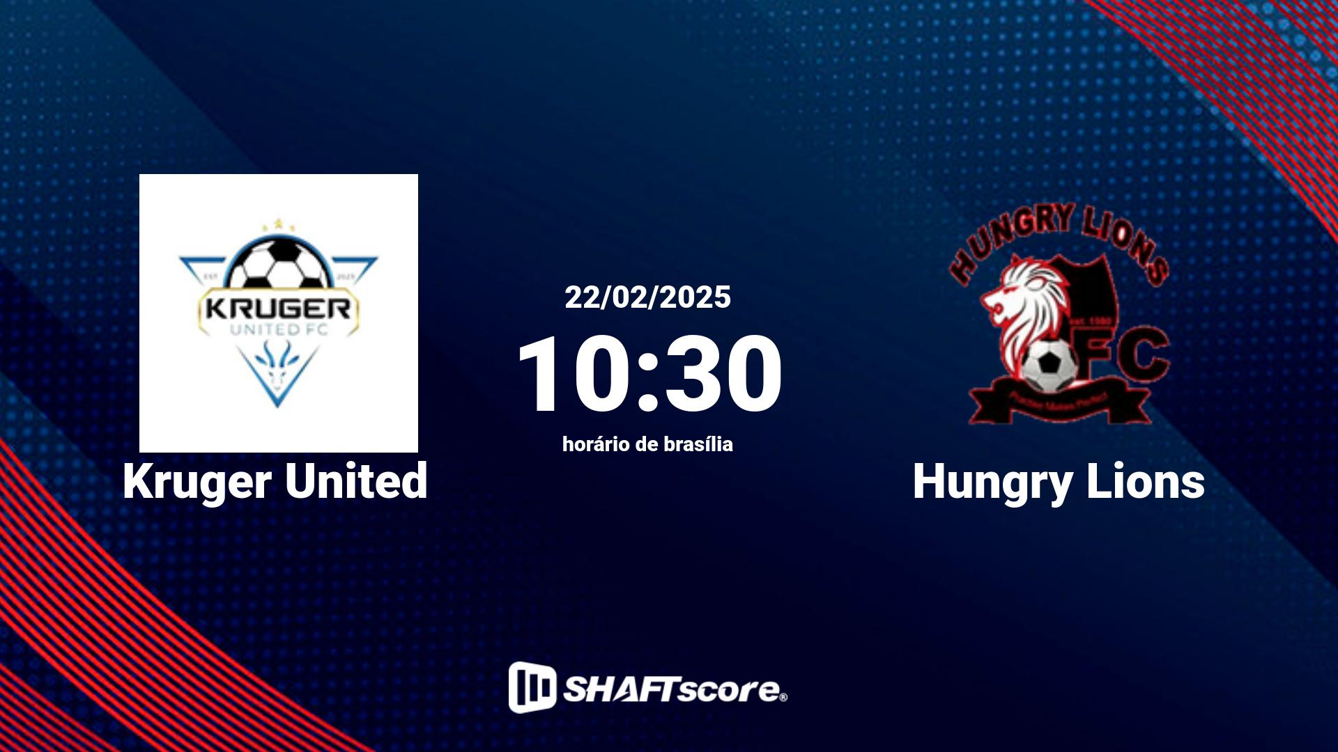 Estatísticas do jogo Kruger United vs Hungry Lions 22.02 10:30