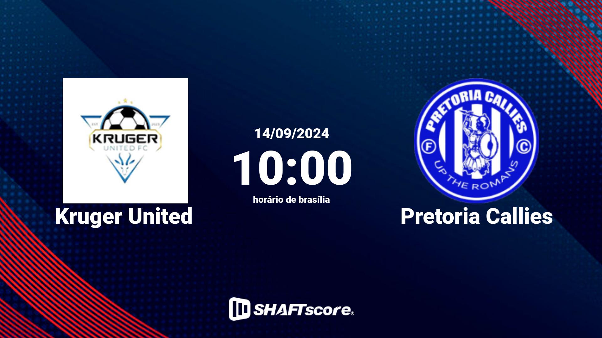 Estatísticas do jogo Kruger United vs Pretoria Callies 14.09 10:00