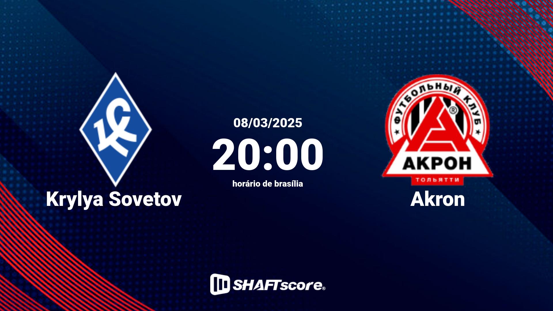 Estatísticas do jogo Krylya Sovetov vs Akron 08.03 20:00