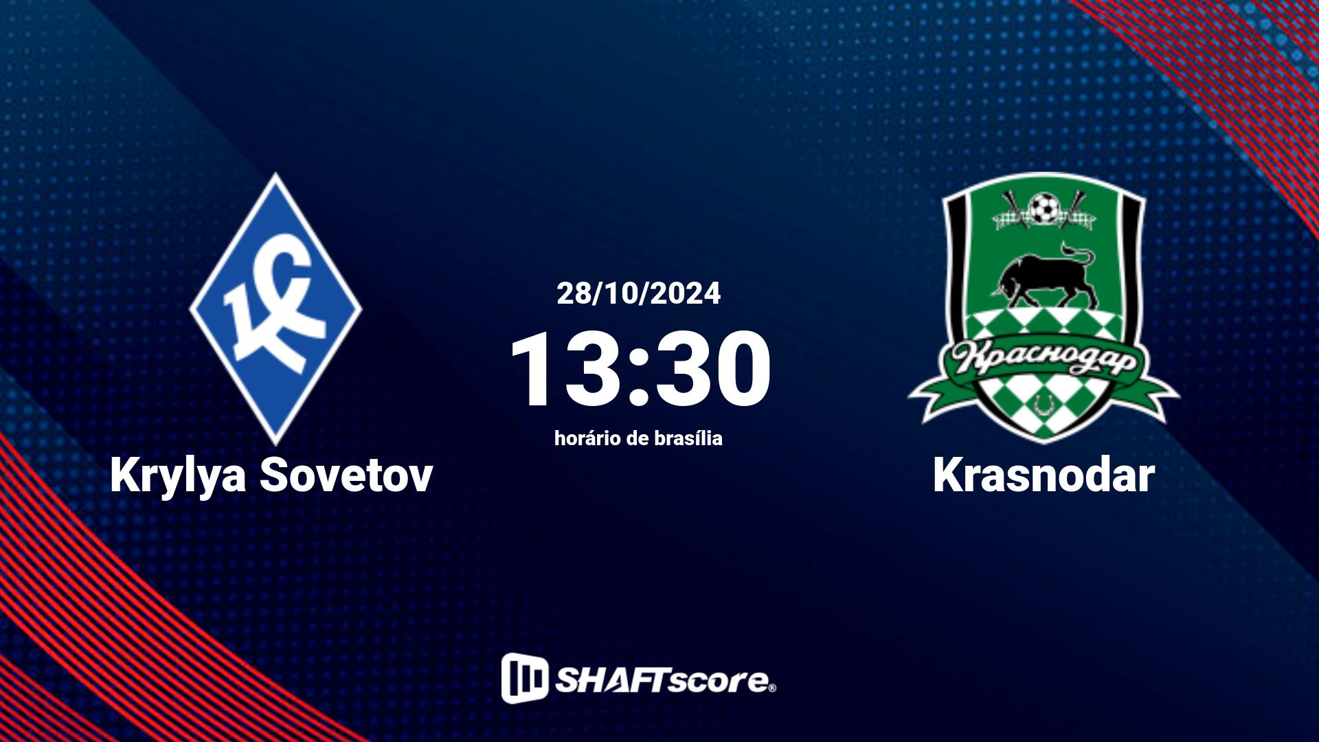 Estatísticas do jogo Krylya Sovetov vs Krasnodar 28.10 13:30