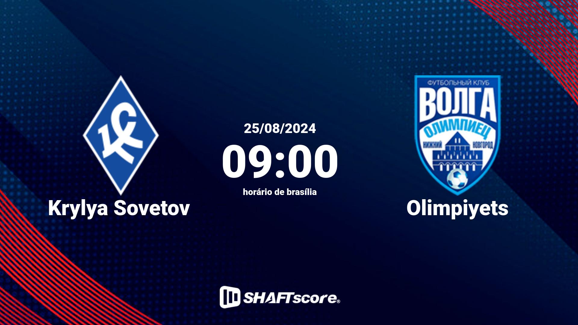 Estatísticas do jogo Krylya Sovetov vs Olimpiyets 25.08 09:00