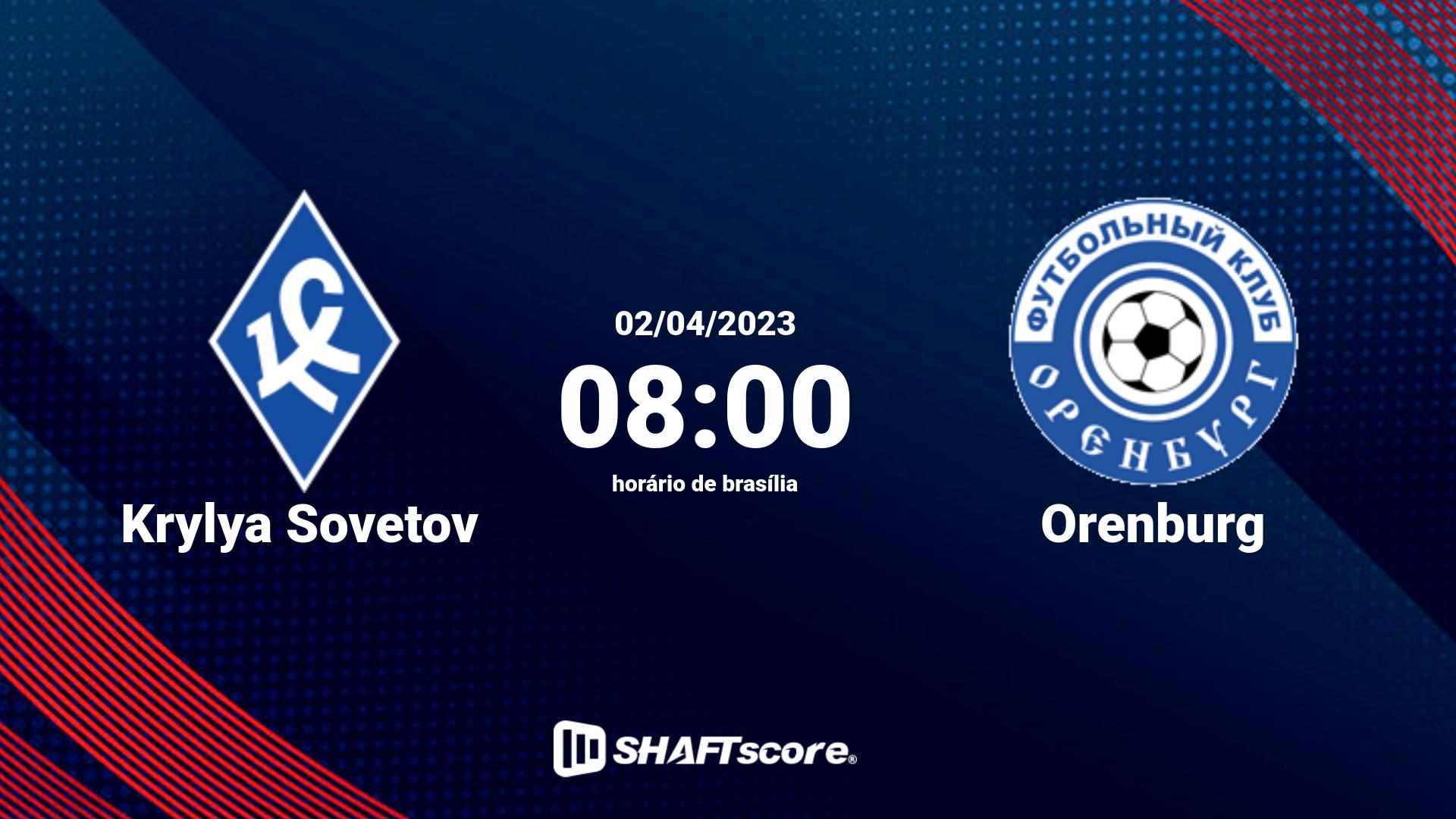 Estatísticas do jogo Krylya Sovetov vs Orenburg 02.04 08:00