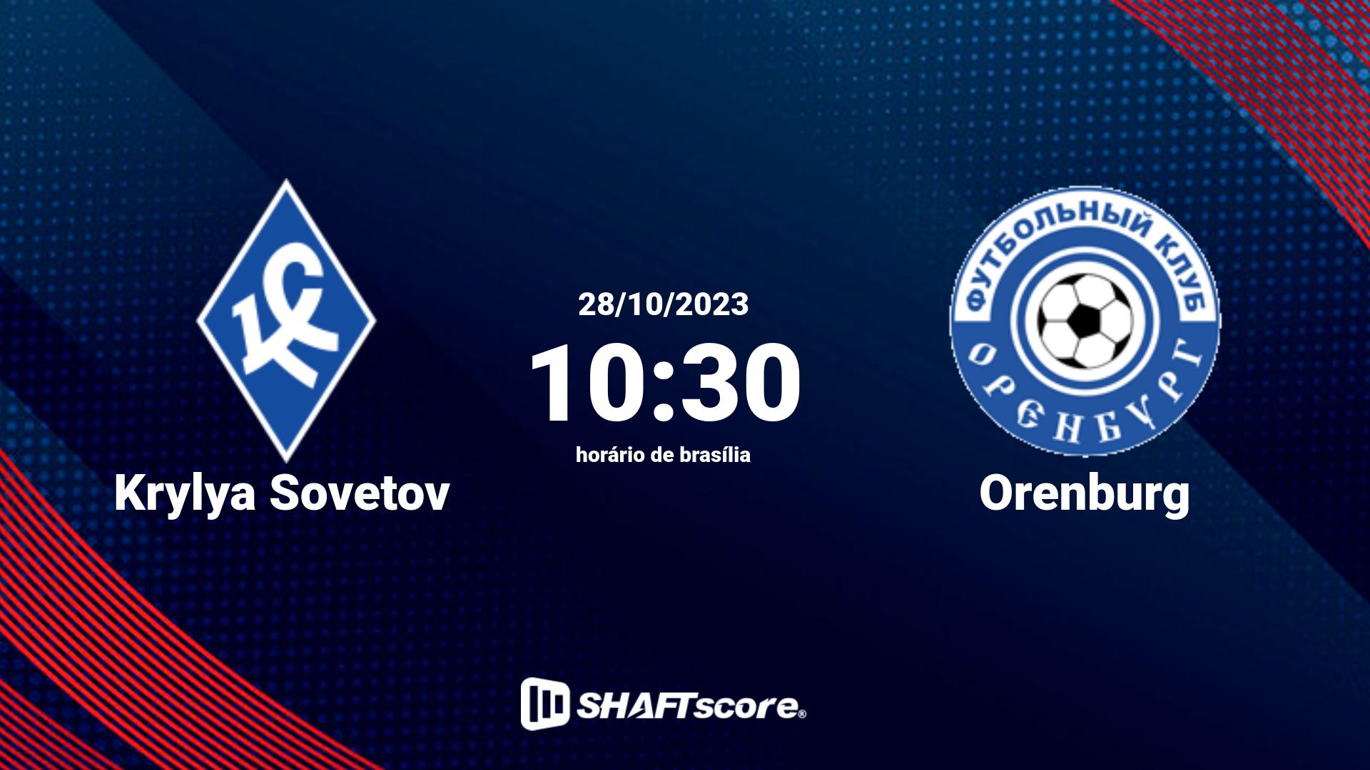 Estatísticas do jogo Krylya Sovetov vs Orenburg 28.10 10:30