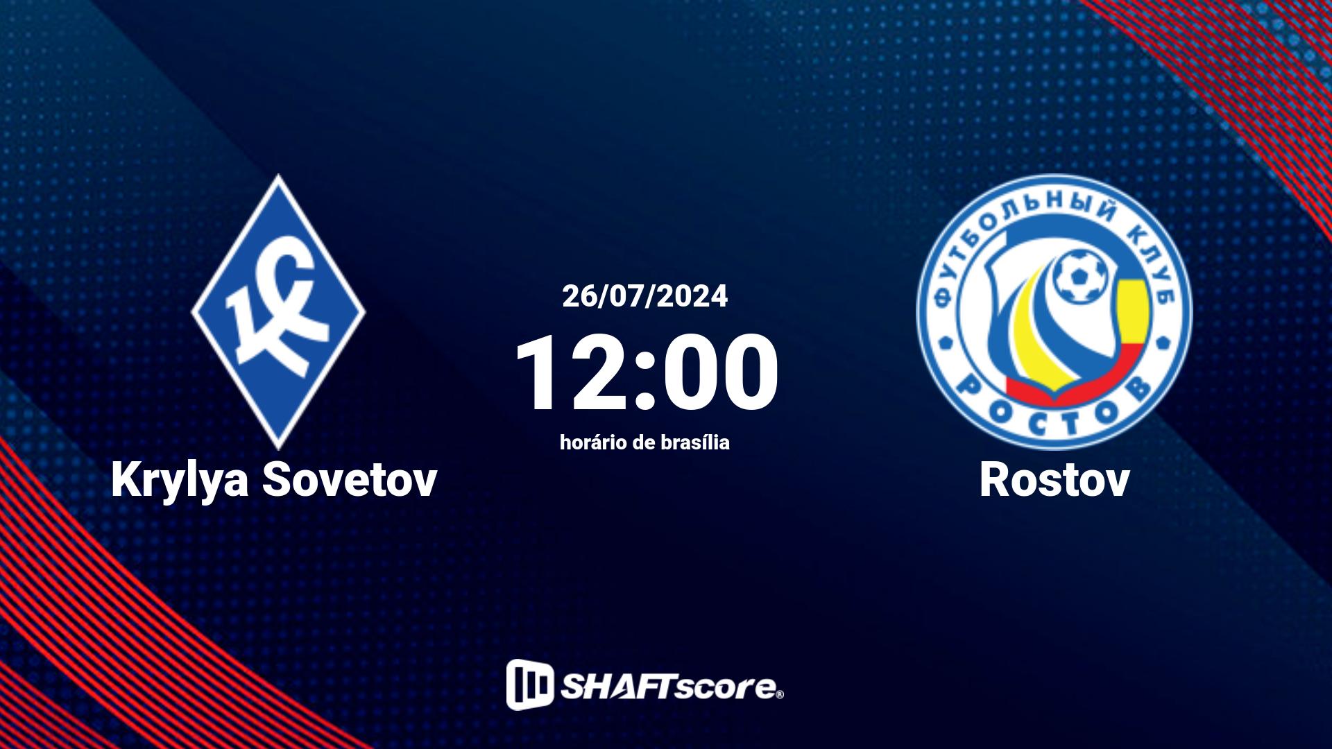 Estatísticas do jogo Krylya Sovetov vs Rostov 26.07 12:00