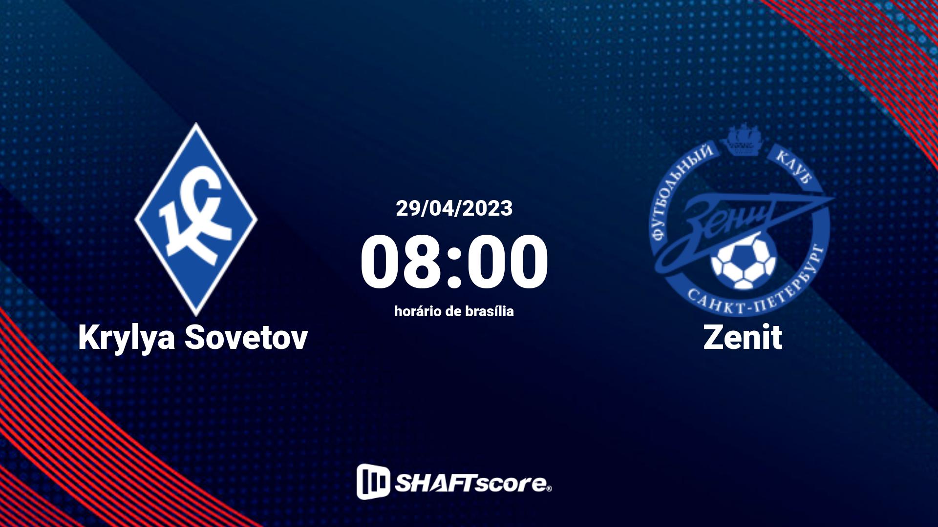 Estatísticas do jogo Krylya Sovetov vs Zenit 29.04 08:00