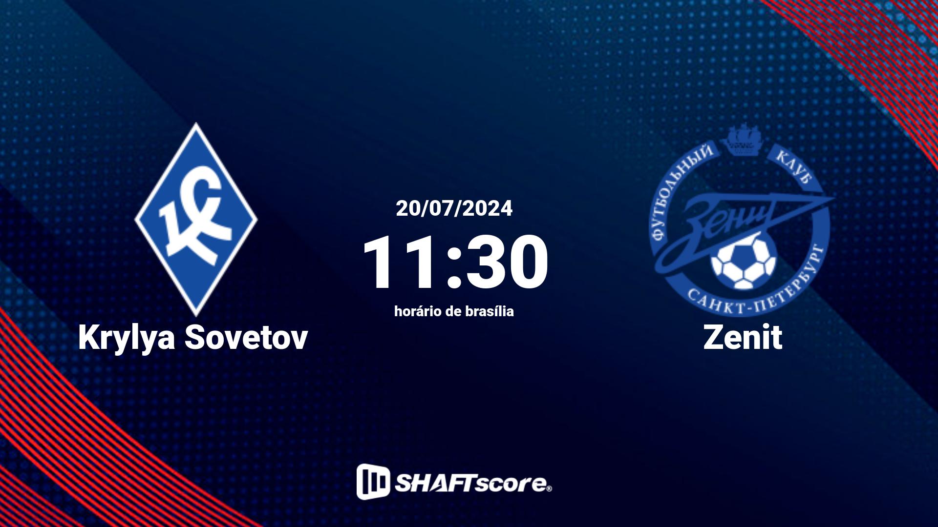 Estatísticas do jogo Krylya Sovetov vs Zenit 20.07 11:30