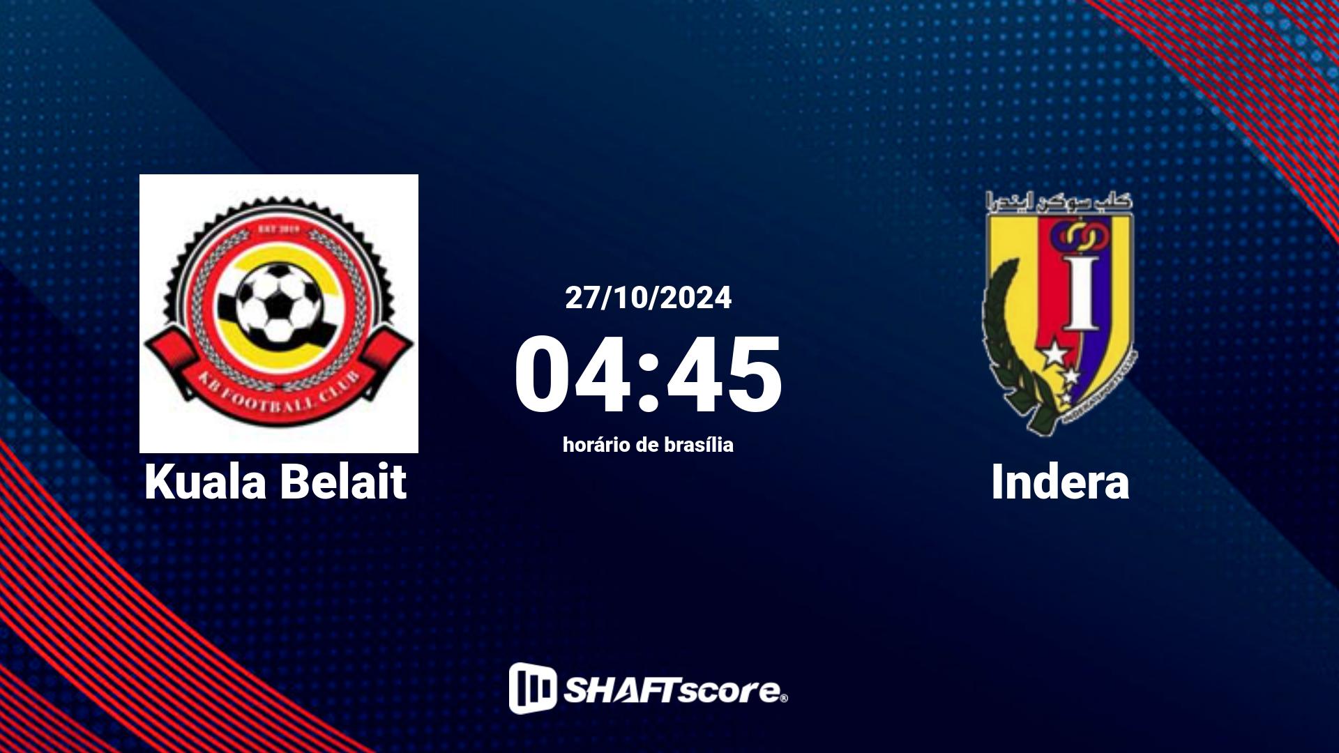 Estatísticas do jogo Kuala Belait vs Indera 27.10 04:45