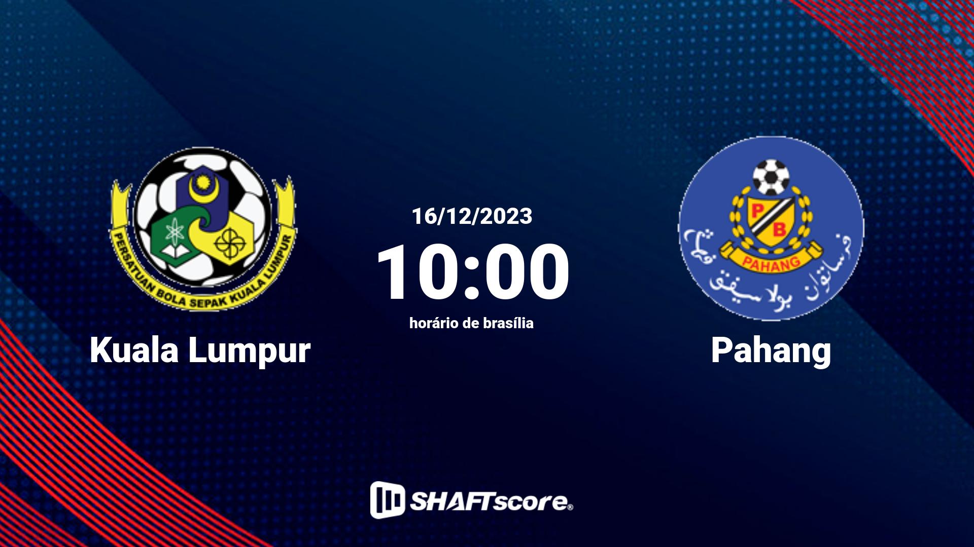 Estatísticas do jogo Kuala Lumpur vs Pahang 16.12 10:00