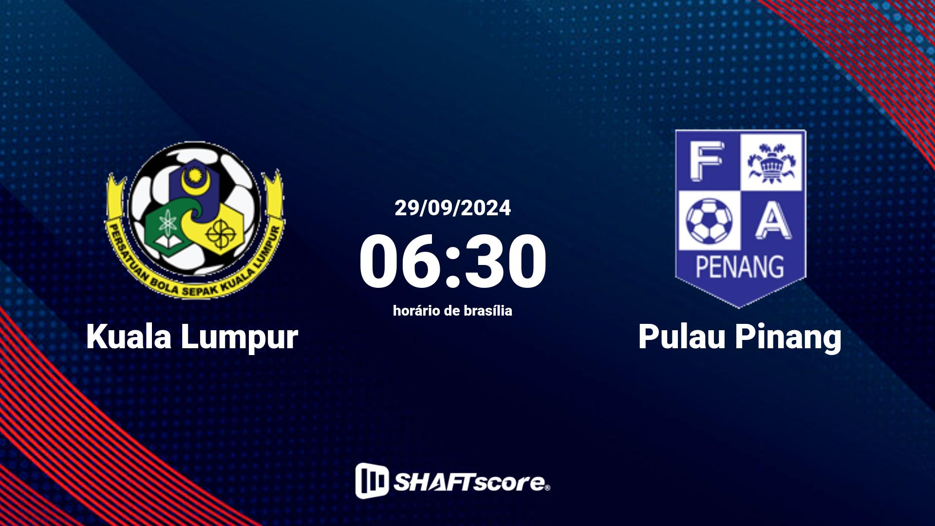 Estatísticas do jogo Kuala Lumpur vs Pulau Pinang 29.09 06:30