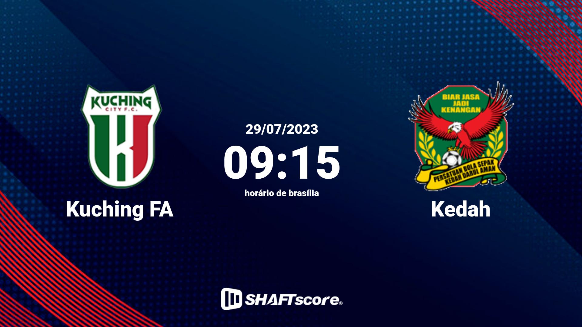 Estatísticas do jogo Kuching FA vs Kedah 29.07 09:15