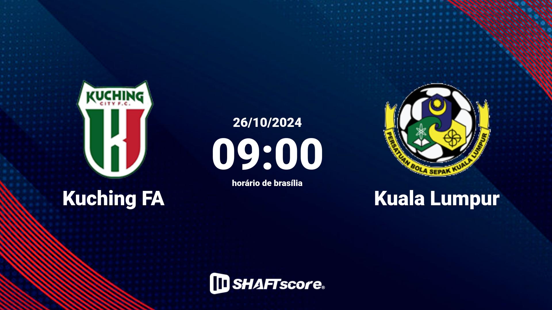 Estatísticas do jogo Kuching FA vs Kuala Lumpur 26.10 09:00