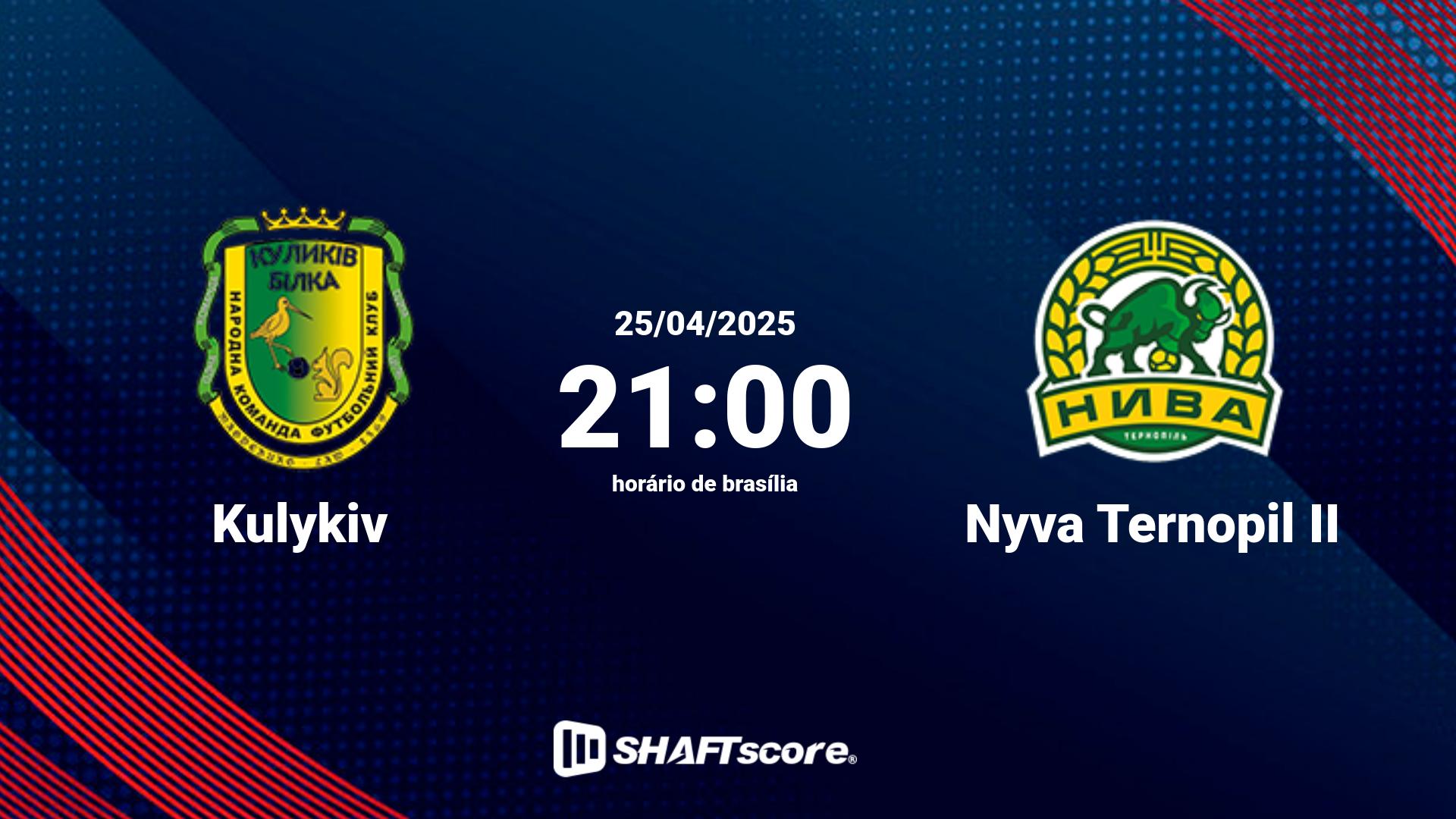 Estatísticas do jogo Kulykiv vs Nyva Ternopil II 25.04 21:00