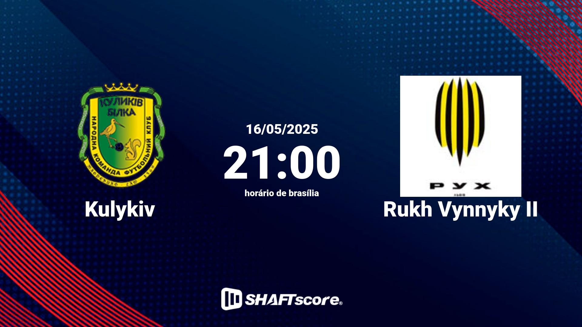 Estatísticas do jogo Kulykiv vs Rukh Vynnyky II 16.05 21:00