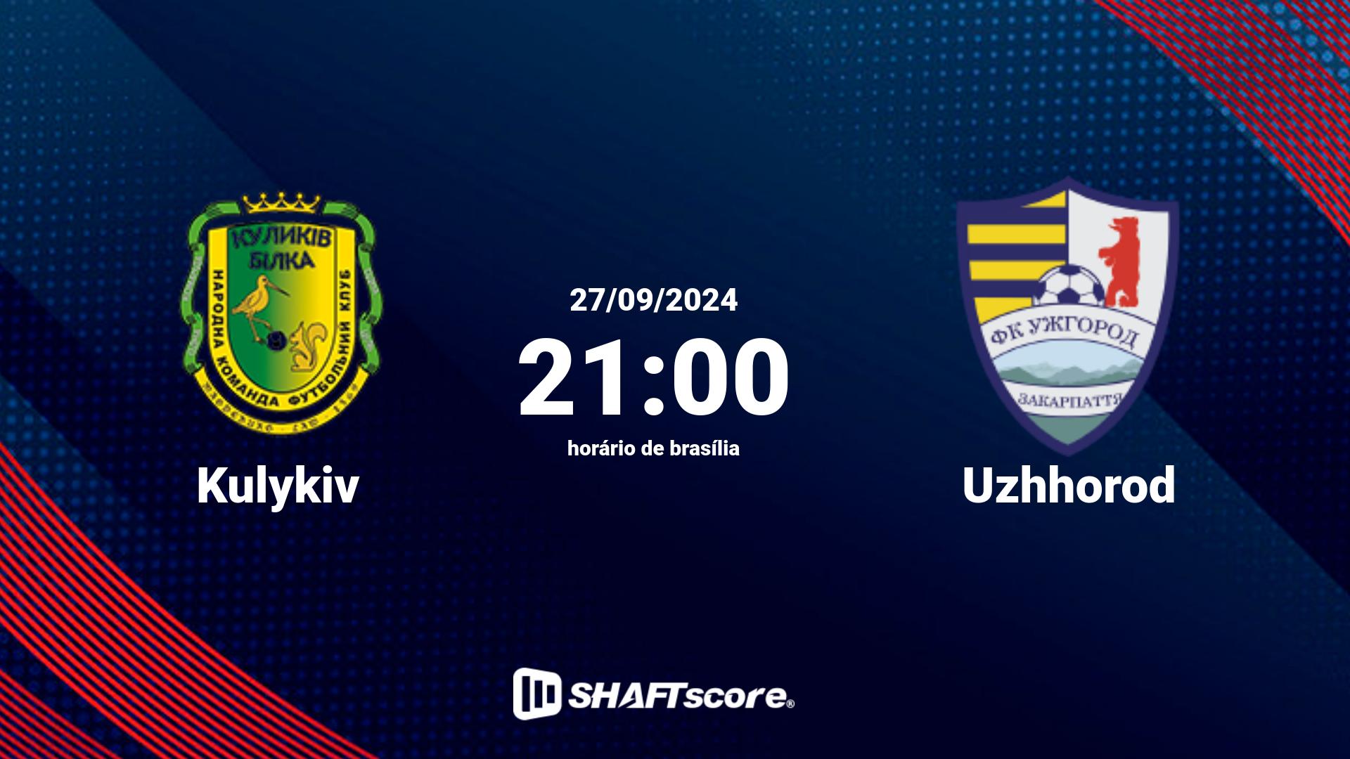 Estatísticas do jogo Kulykiv vs Uzhhorod 27.09 21:00