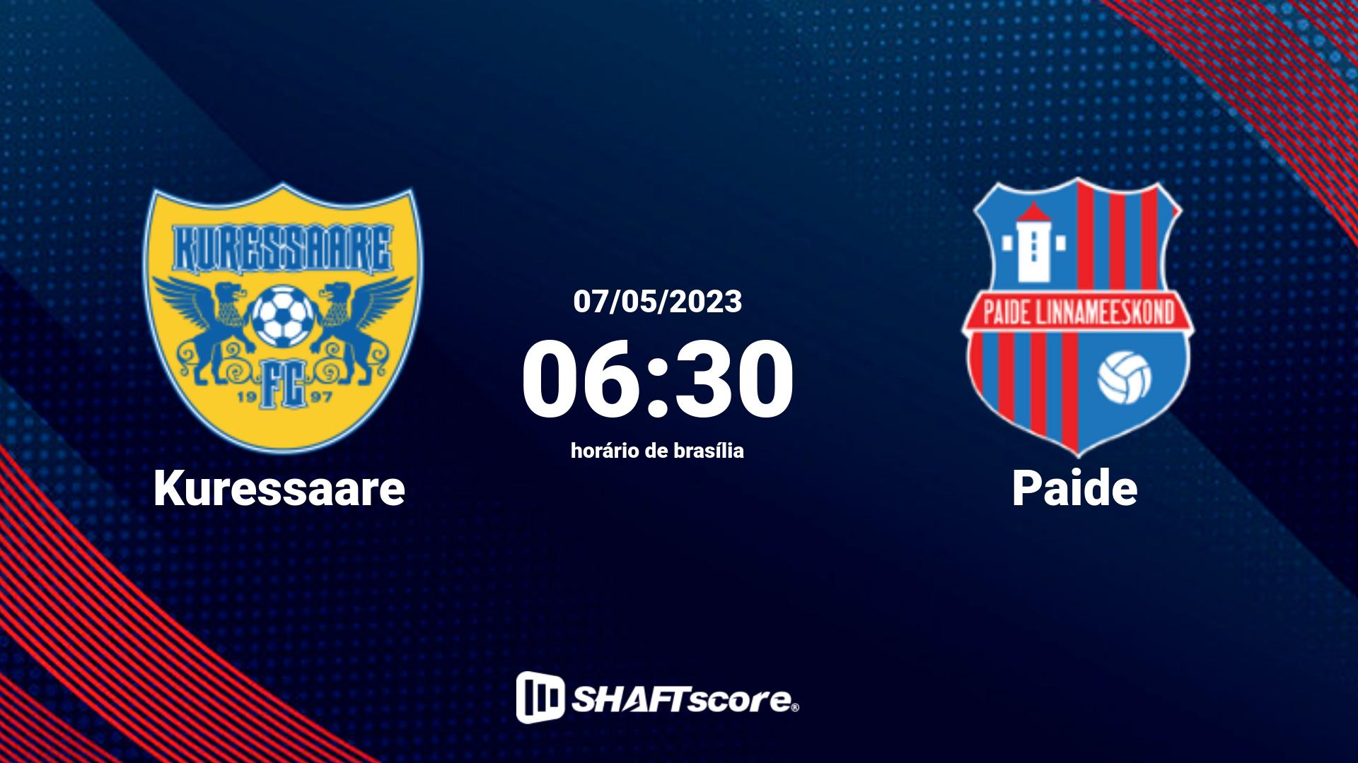 Estatísticas do jogo Kuressaare vs Paide 07.05 06:30