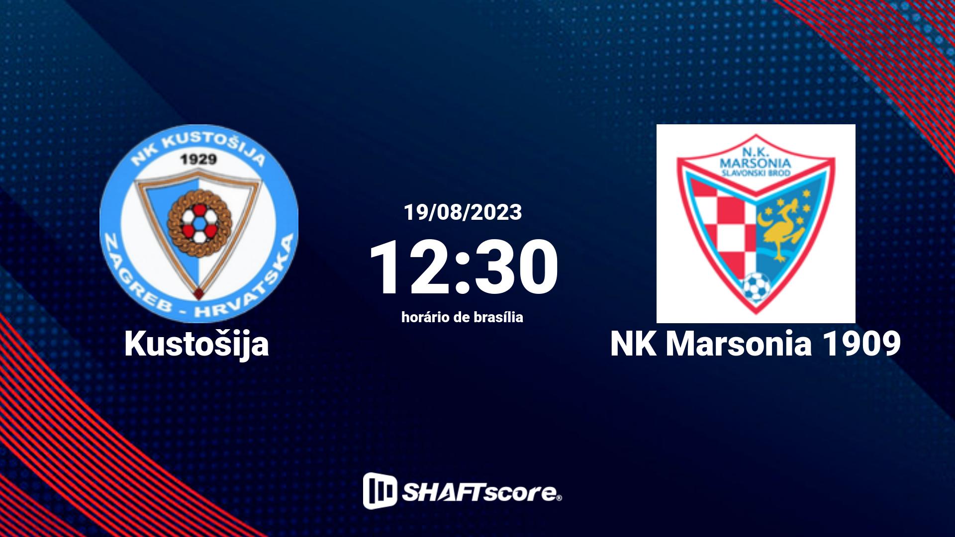 Estatísticas do jogo Kustošija vs NK Marsonia 1909 19.08 12:30