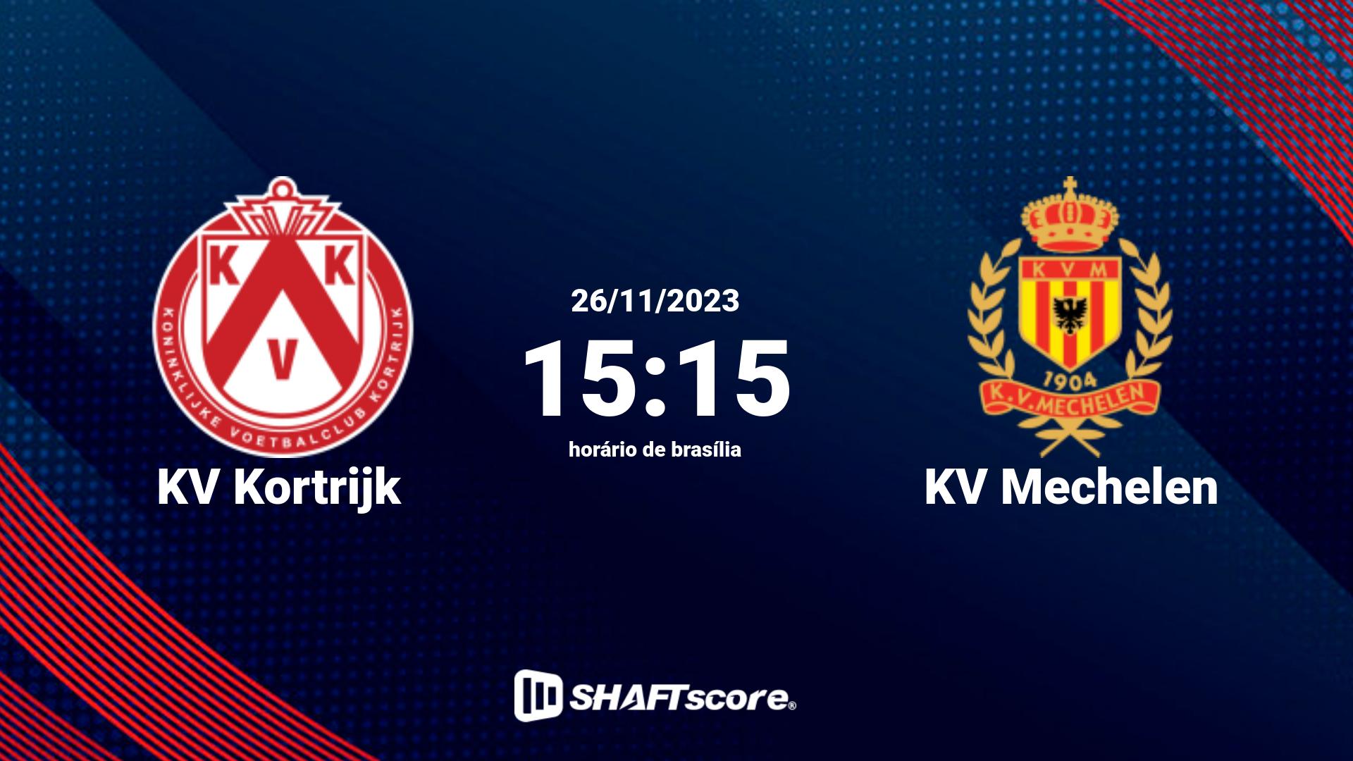 Estatísticas do jogo KV Kortrijk vs KV Mechelen 26.11 15:15