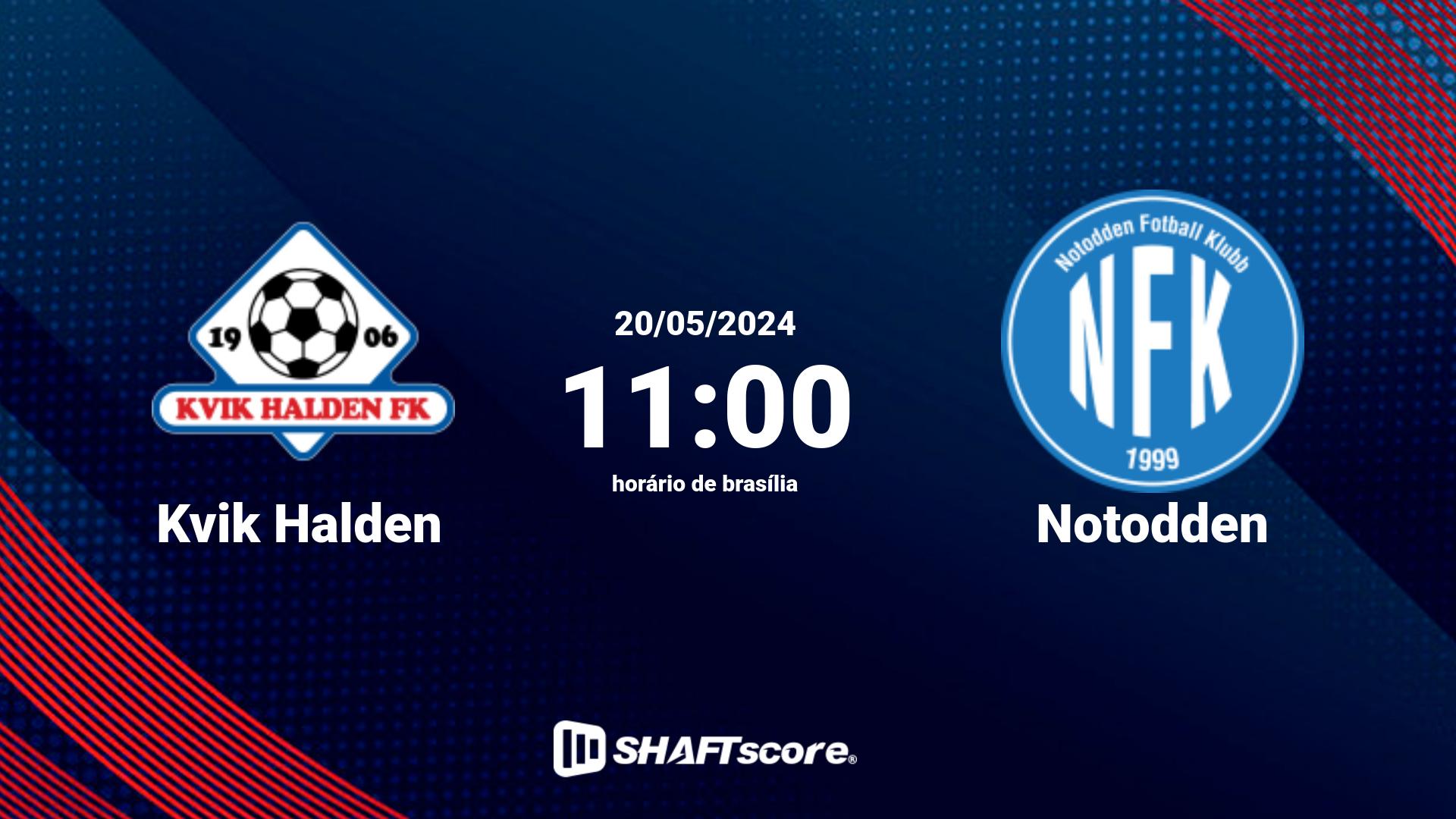 Estatísticas do jogo Kvik Halden vs Notodden 20.05 11:00