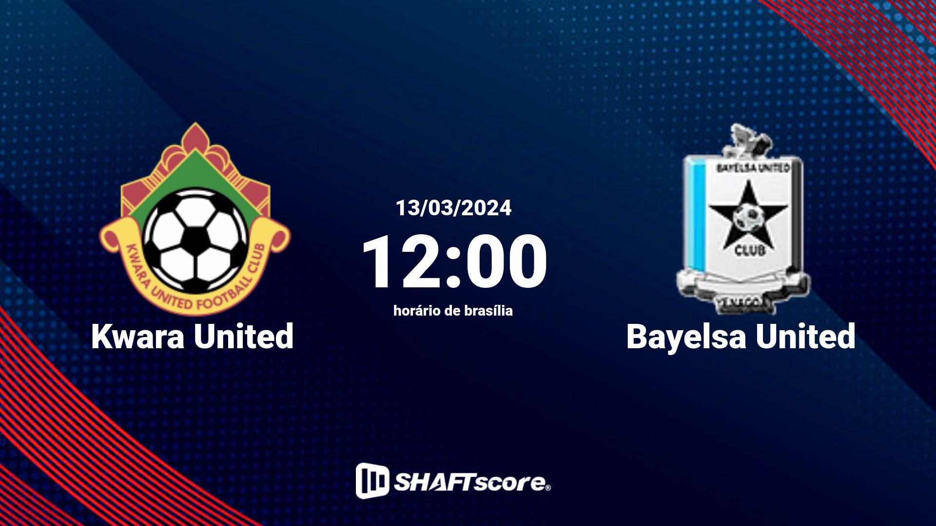 Estatísticas do jogo Kwara United vs Bayelsa United 13.03 12:00