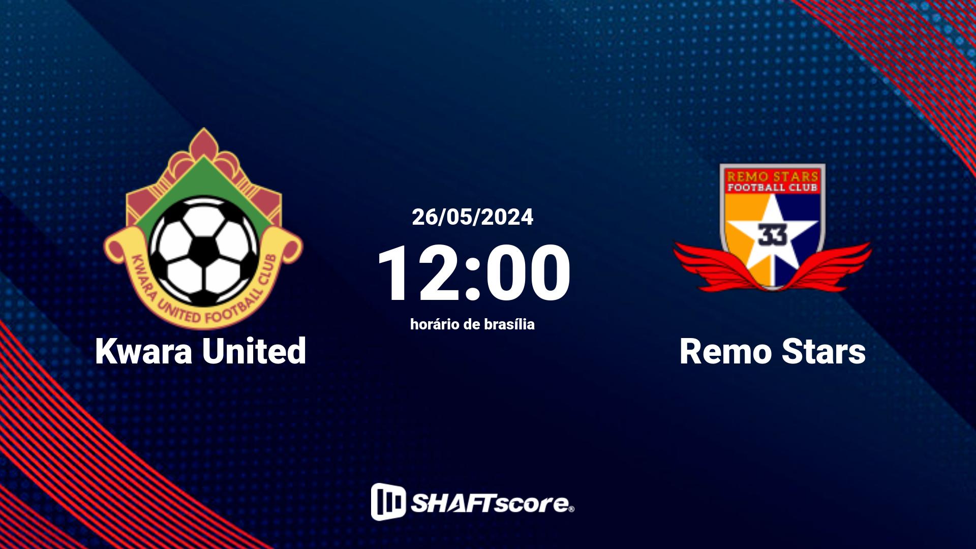 Estatísticas do jogo Kwara United vs Remo Stars 26.05 12:00