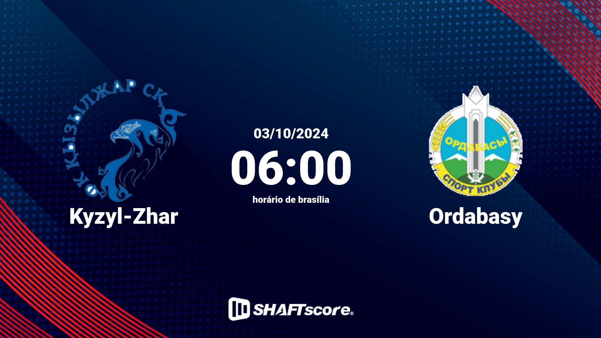 Estatísticas do jogo Kyzyl-Zhar vs Ordabasy 03.10 06:00