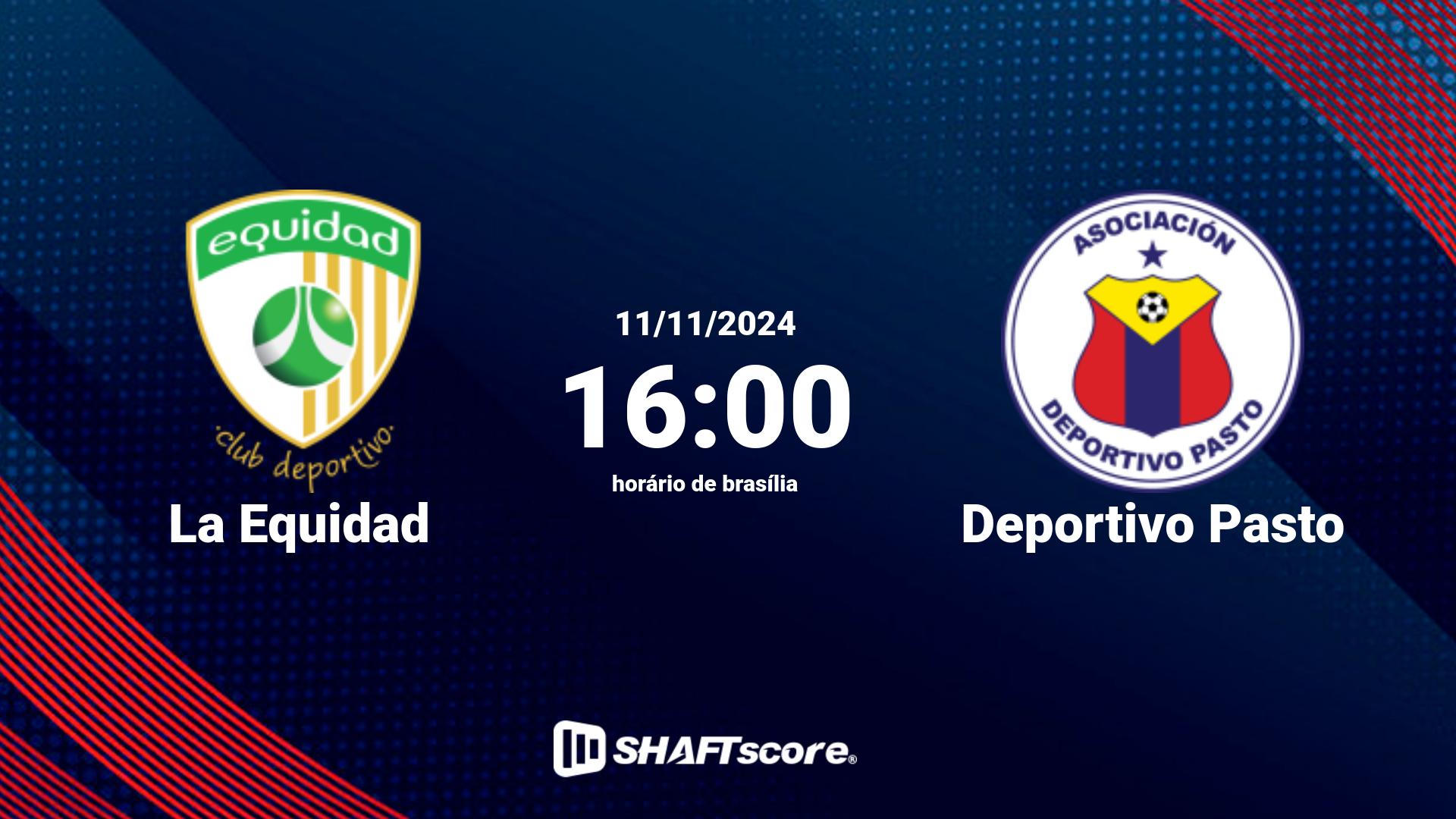 Estatísticas do jogo La Equidad vs Deportivo Pasto 11.11 16:00