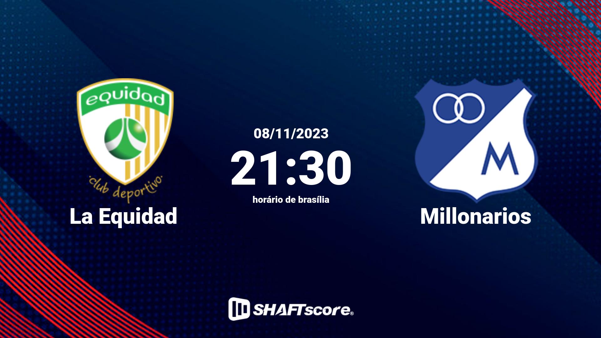 Estatísticas do jogo La Equidad vs Millonarios 08.11 21:30