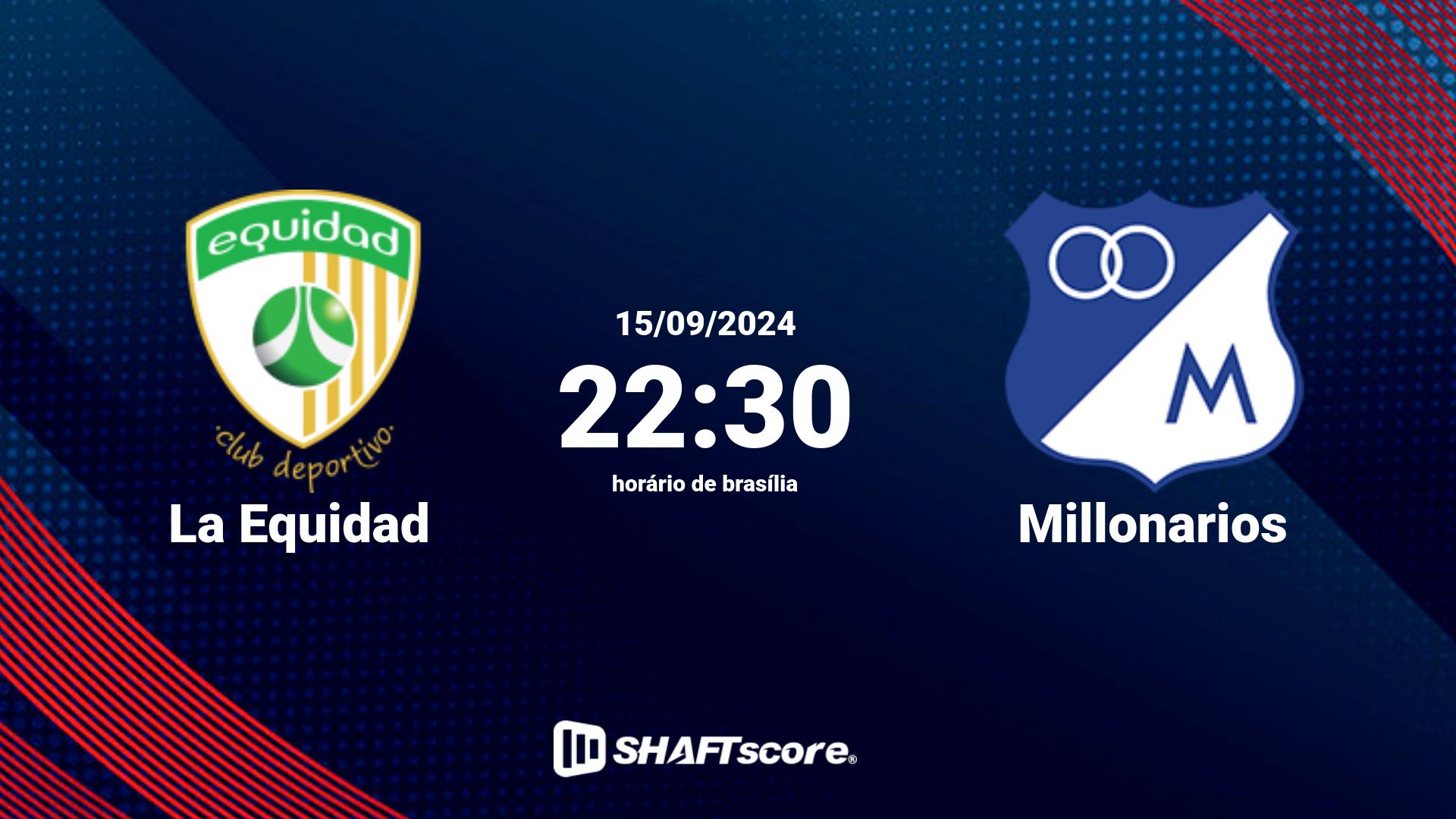 Estatísticas do jogo La Equidad vs Millonarios 15.09 22:30