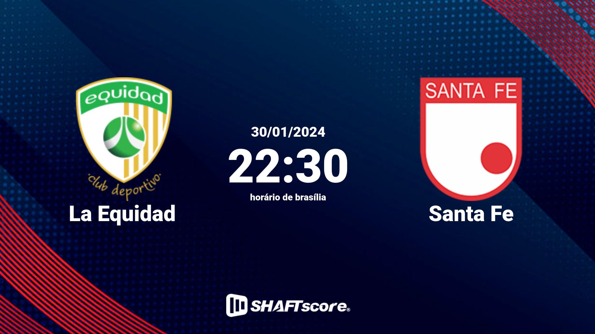 Estatísticas do jogo La Equidad vs Santa Fe 30.01 22:30