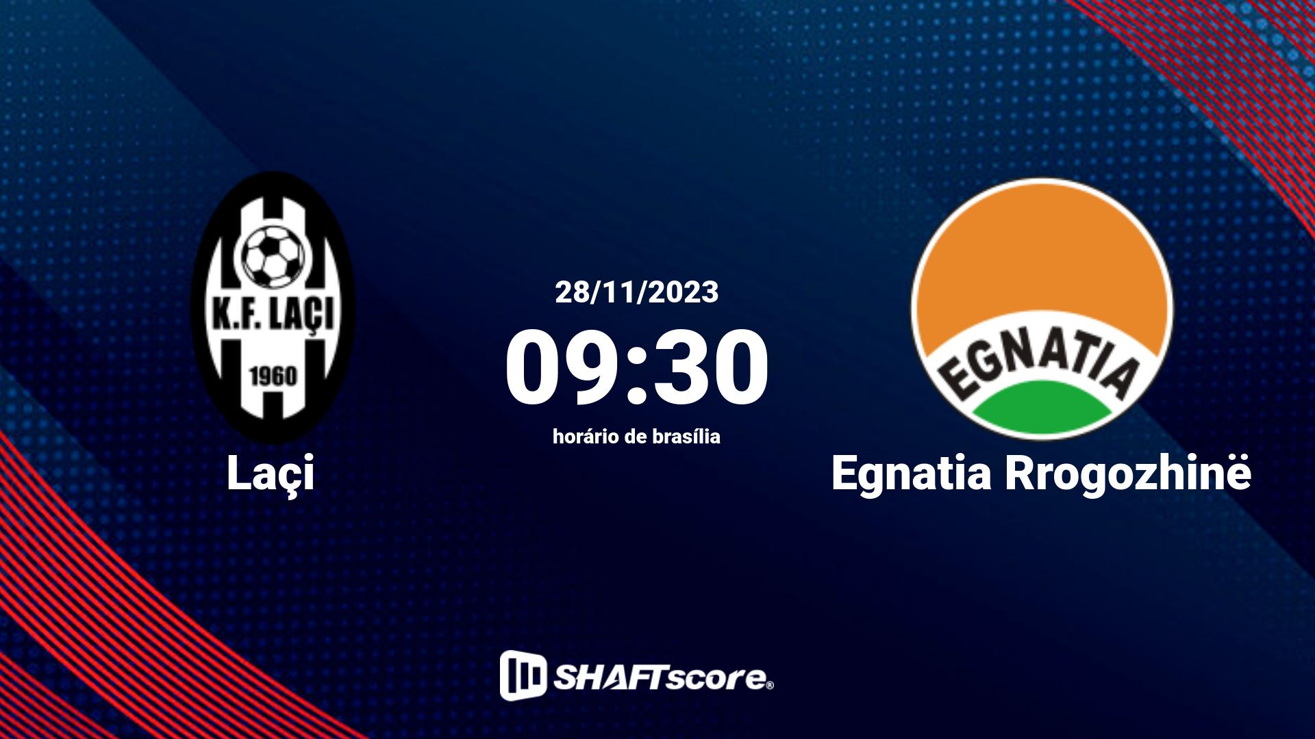 Estatísticas do jogo Laçi vs Egnatia Rrogozhinë 28.11 09:30