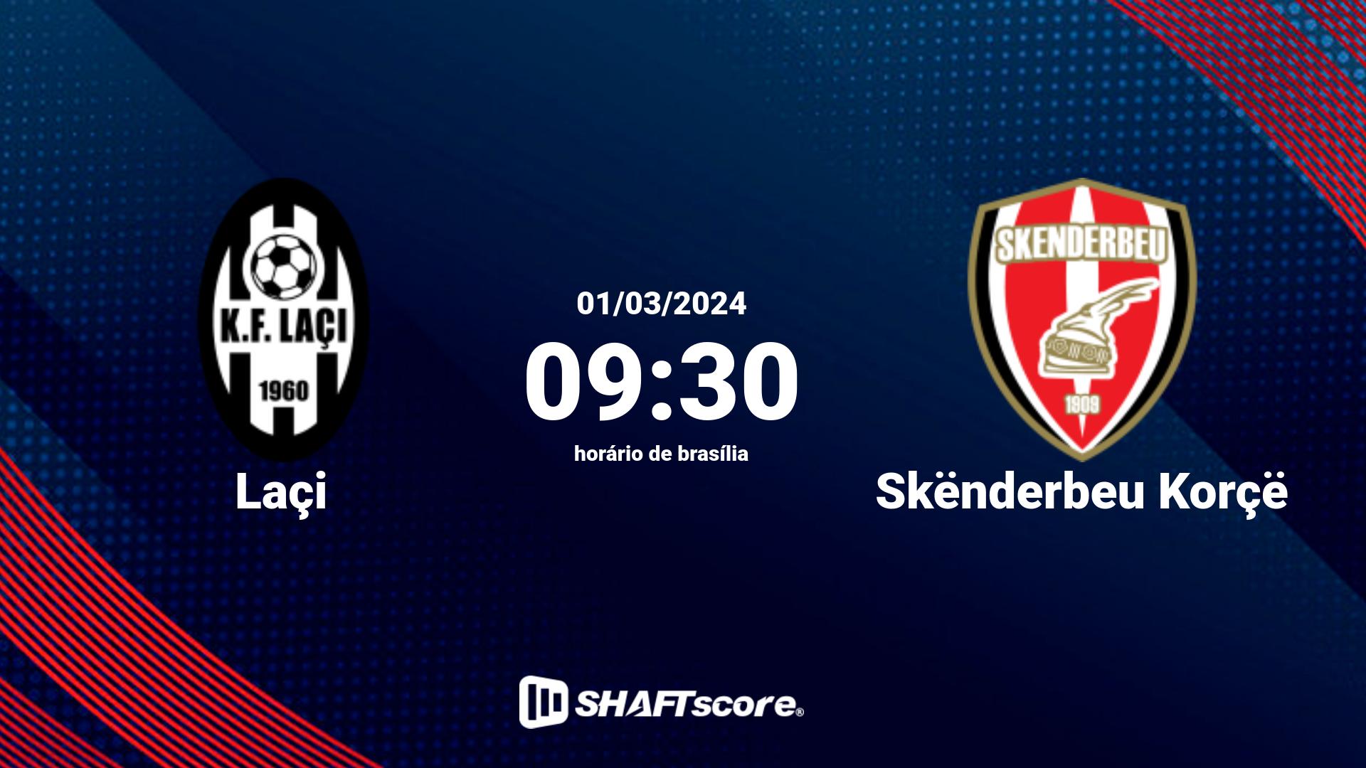 Estatísticas do jogo Laçi vs Skënderbeu Korçë 01.03 09:30