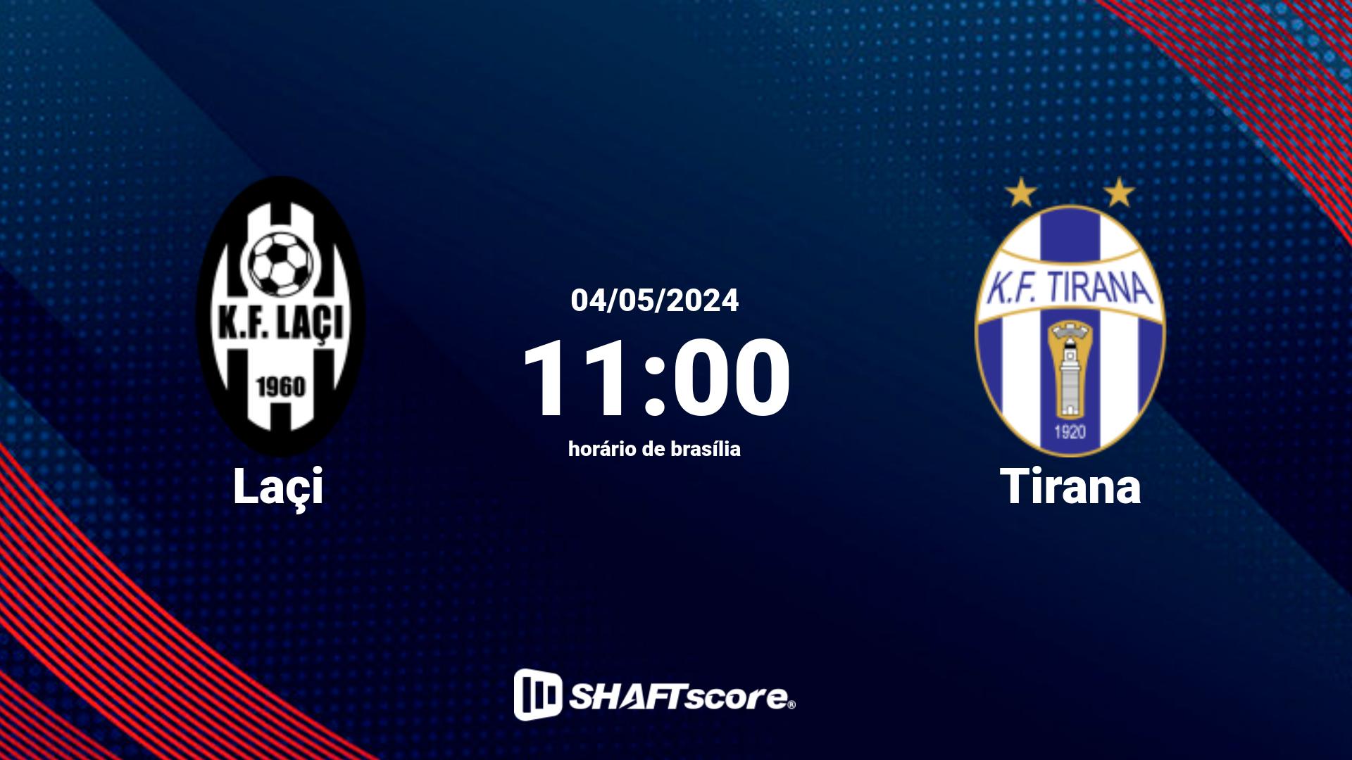 Estatísticas do jogo Laçi vs Tirana 04.05 11:00