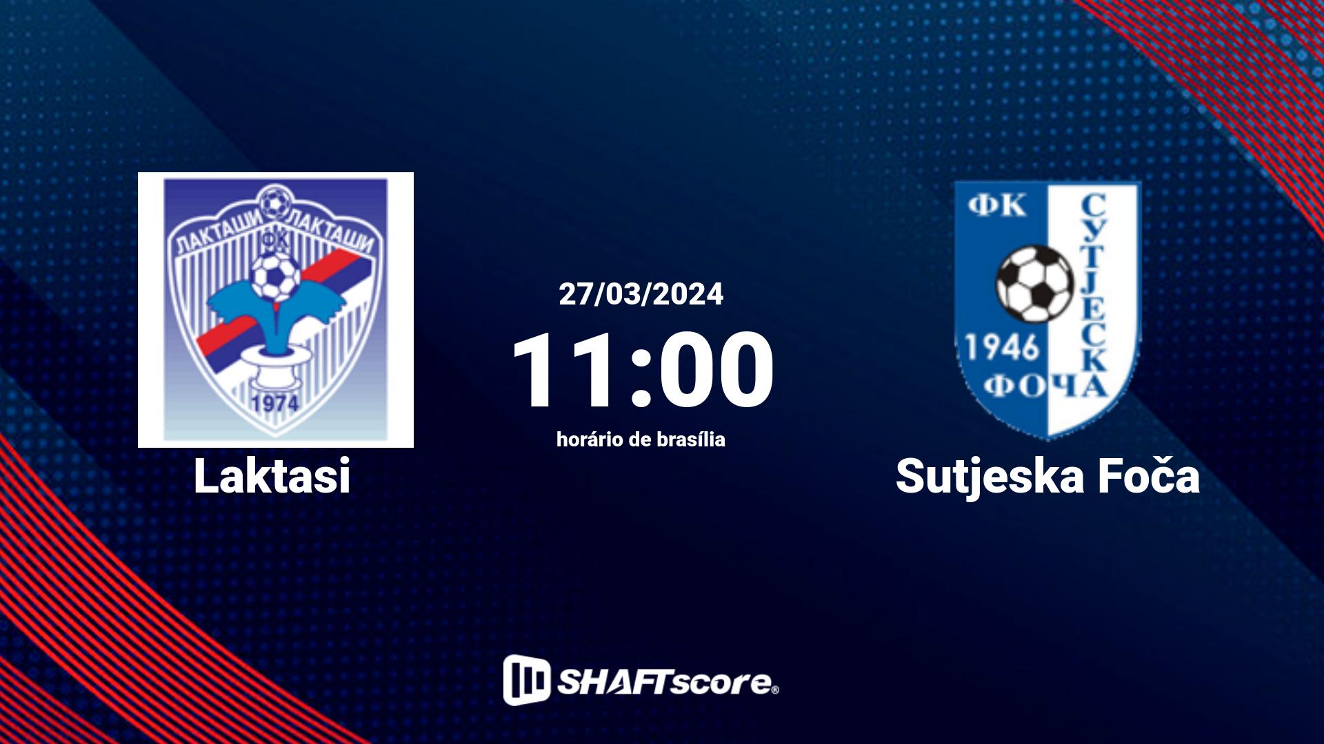 Estatísticas do jogo Laktasi vs Sutjeska Foča 27.03 11:00