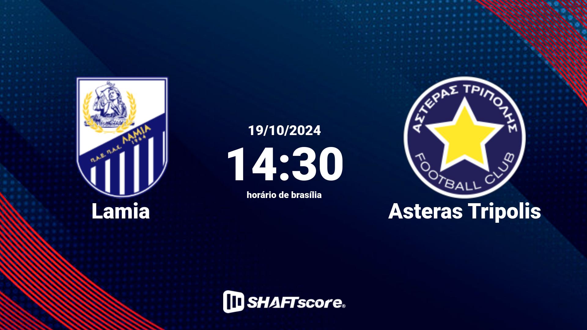 Estatísticas do jogo Lamia vs Asteras Tripolis 19.10 14:30