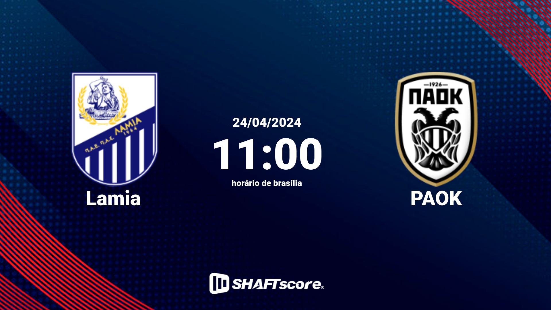 Estatísticas do jogo Lamia vs PAOK 24.04 11:00