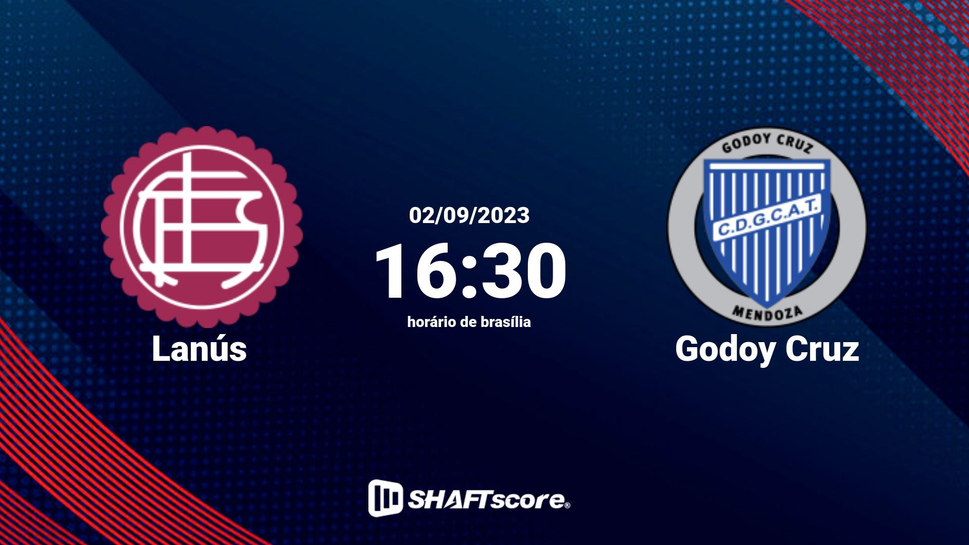 Estatísticas do jogo Lanús vs Godoy Cruz 02.09 16:30