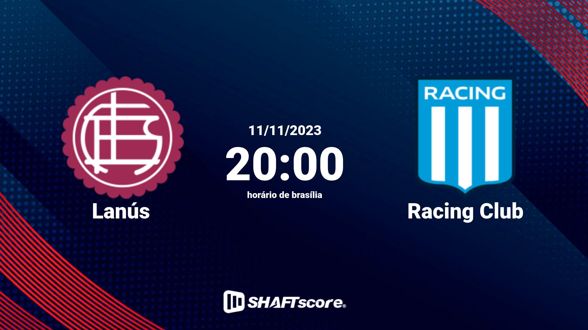 Estatísticas do jogo Lanús vs Racing Club 11.11 20:00