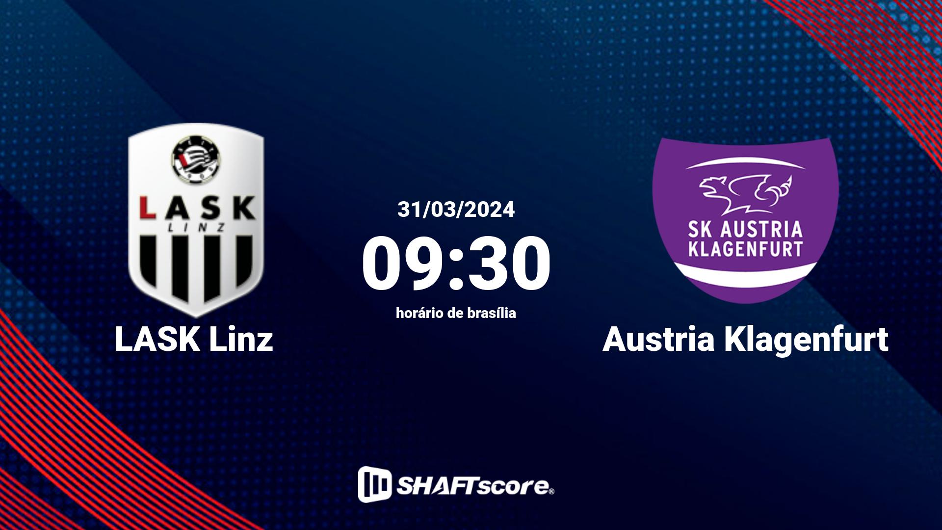 Estatísticas do jogo LASK Linz vs Austria Klagenfurt 31.03 09:30