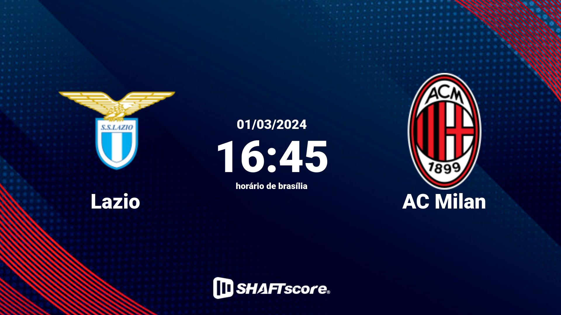 Estatísticas do jogo Lazio vs AC Milan 01.03 16:45