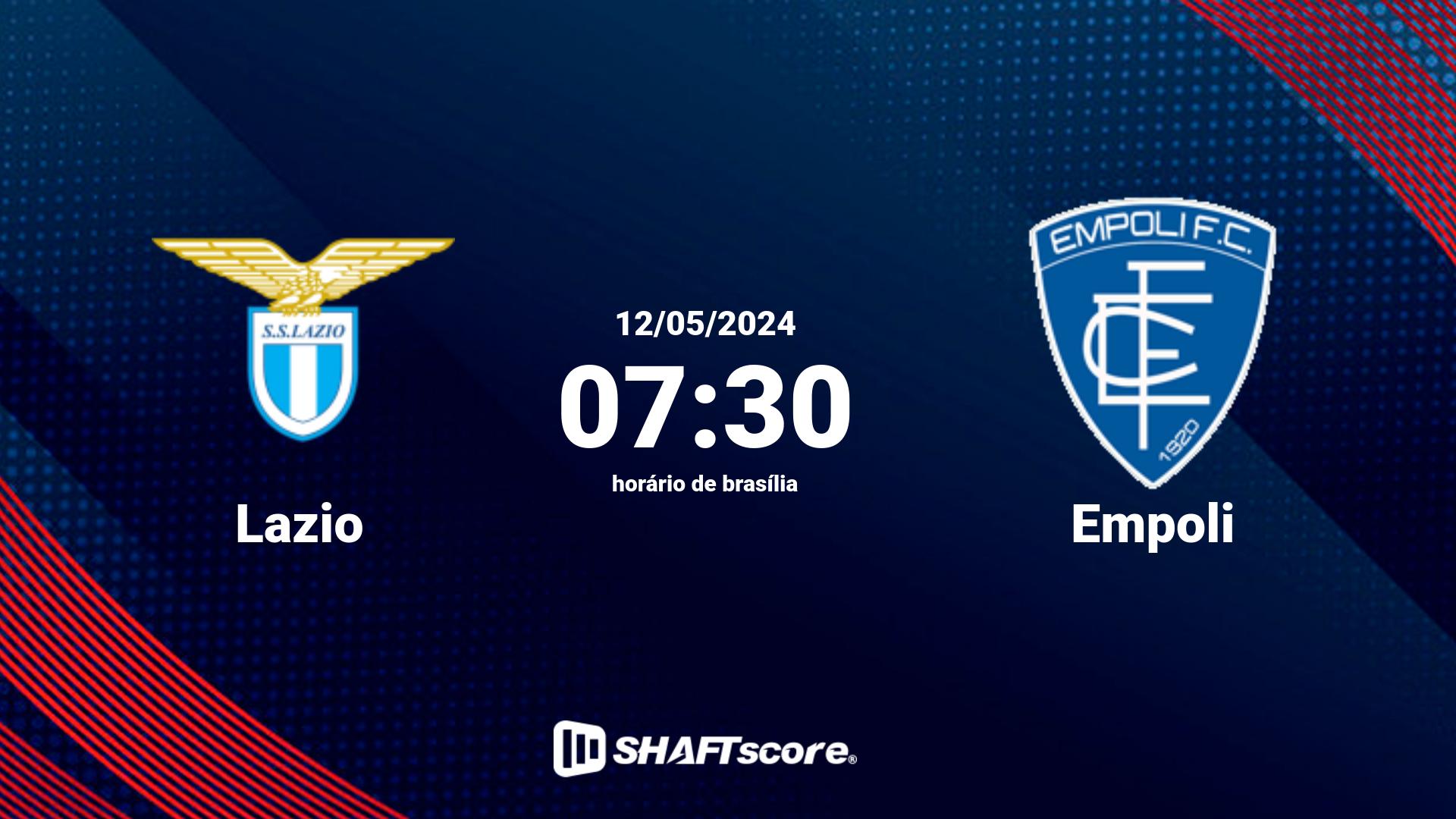 Estatísticas do jogo Lazio vs Empoli 12.05 07:30