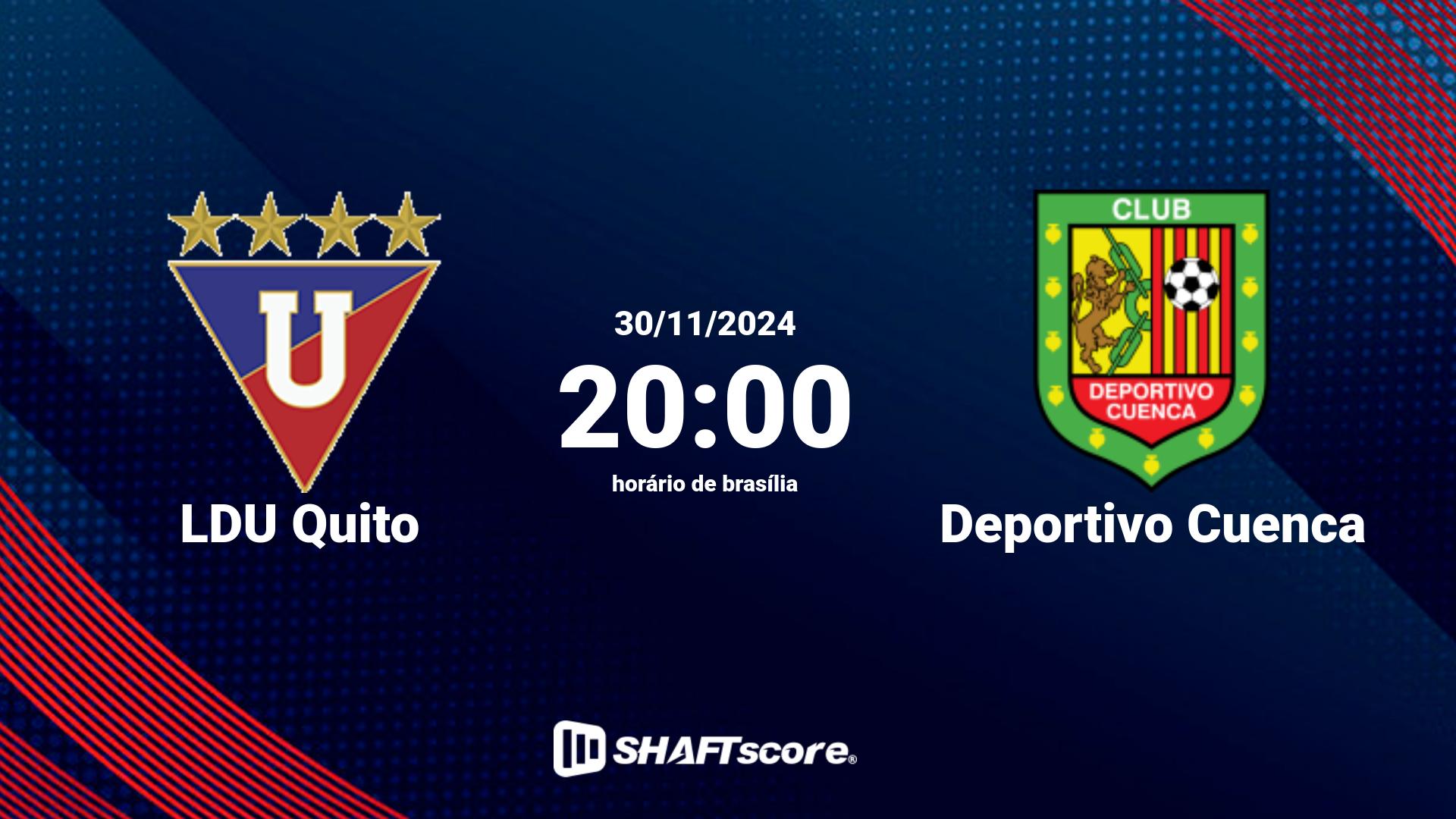 Estatísticas do jogo LDU Quito vs Deportivo Cuenca 30.11 20:00