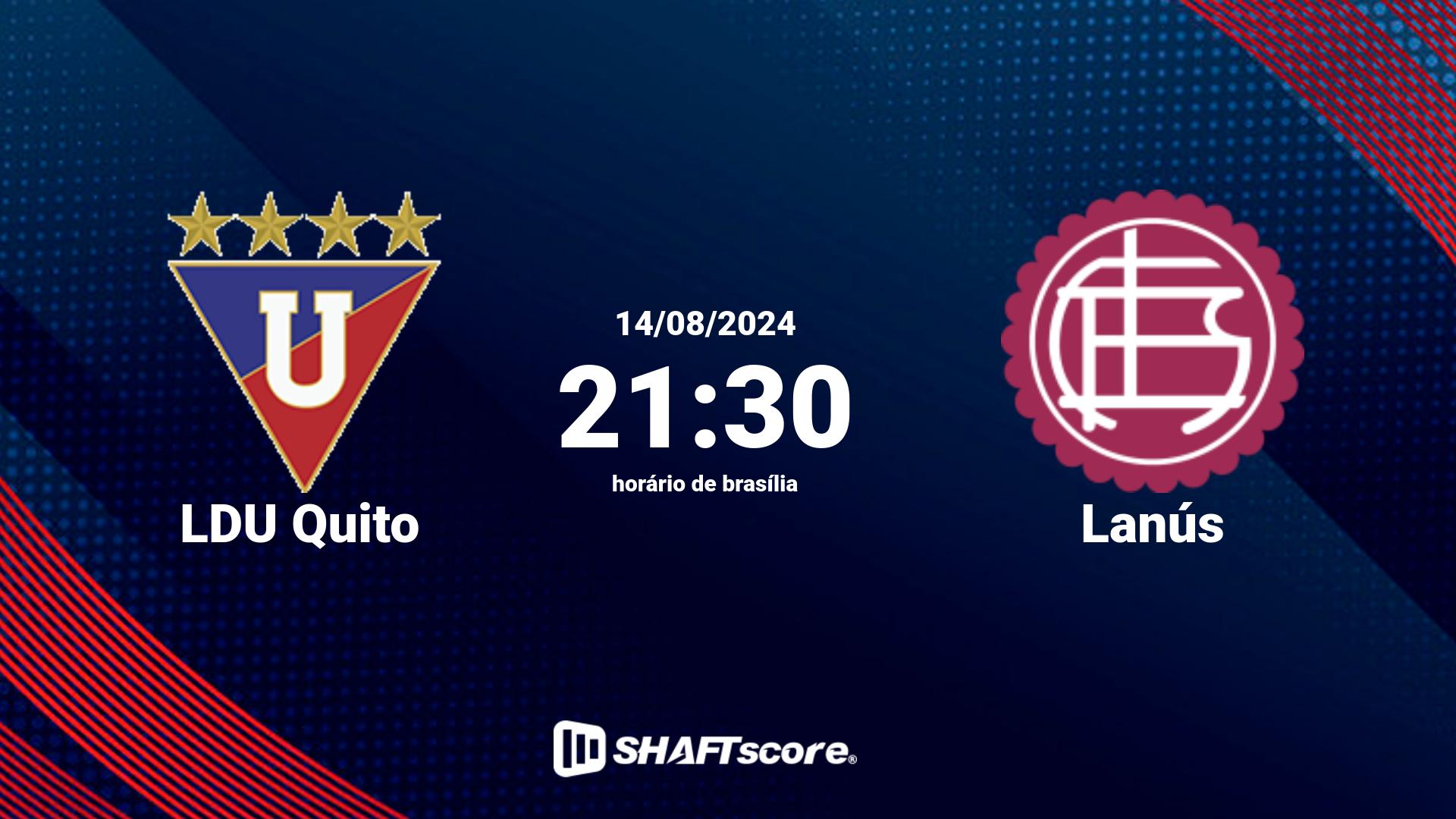 Estatísticas do jogo LDU Quito vs Lanús 14.08 21:30