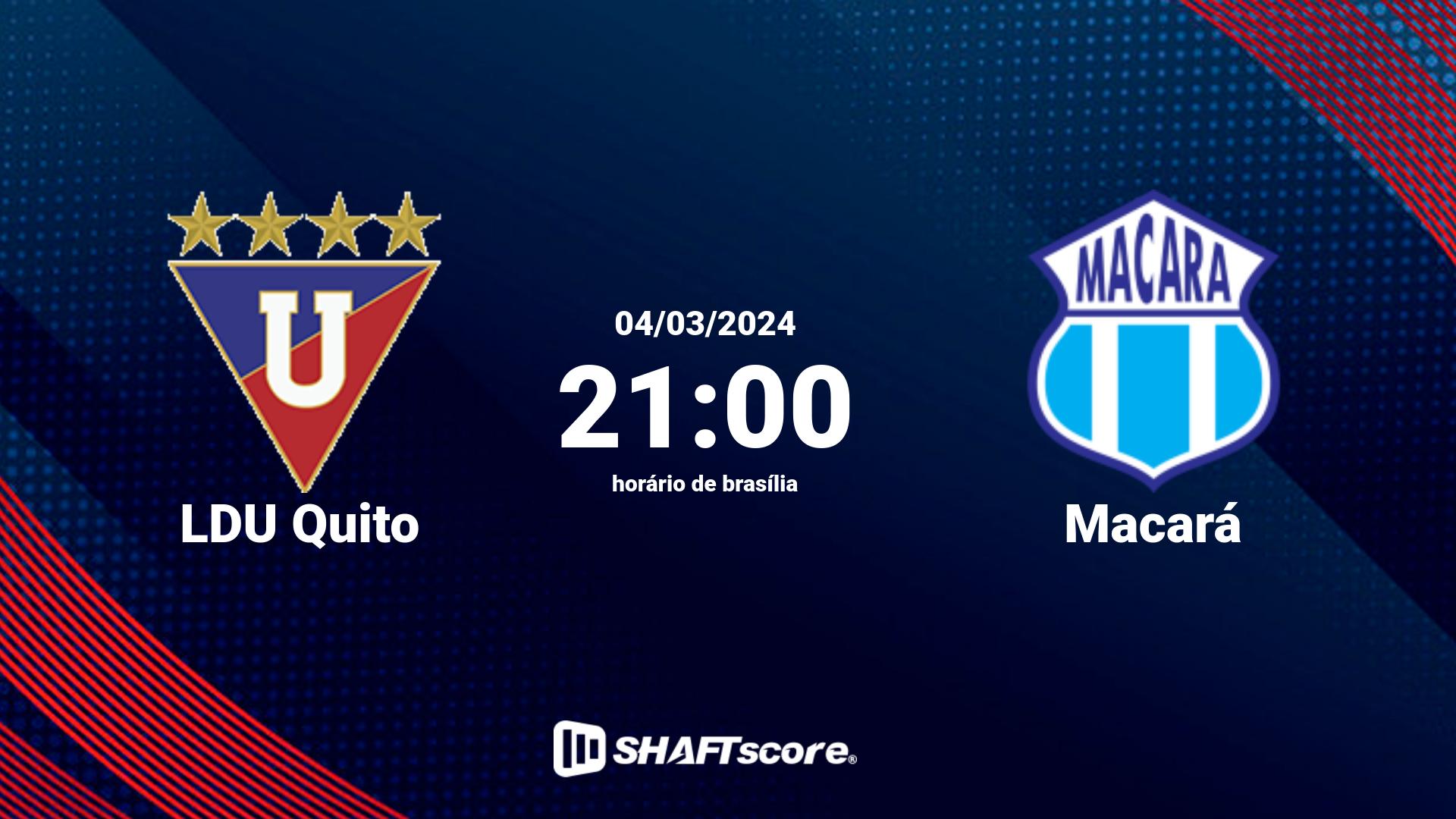 Estatísticas do jogo LDU Quito vs Macará 04.03 21:00