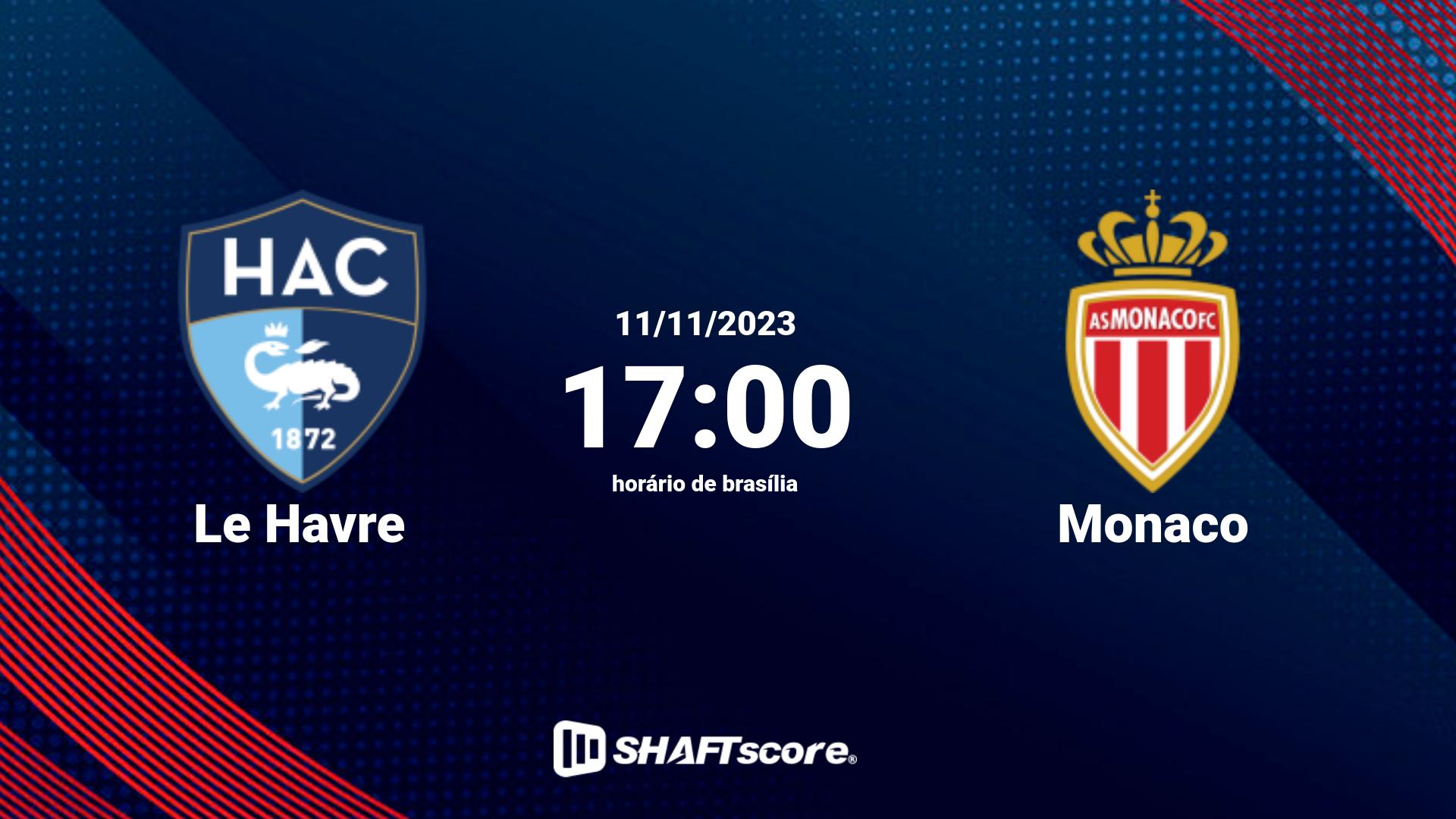 Estatísticas do jogo Le Havre vs Monaco 11.11 17:00