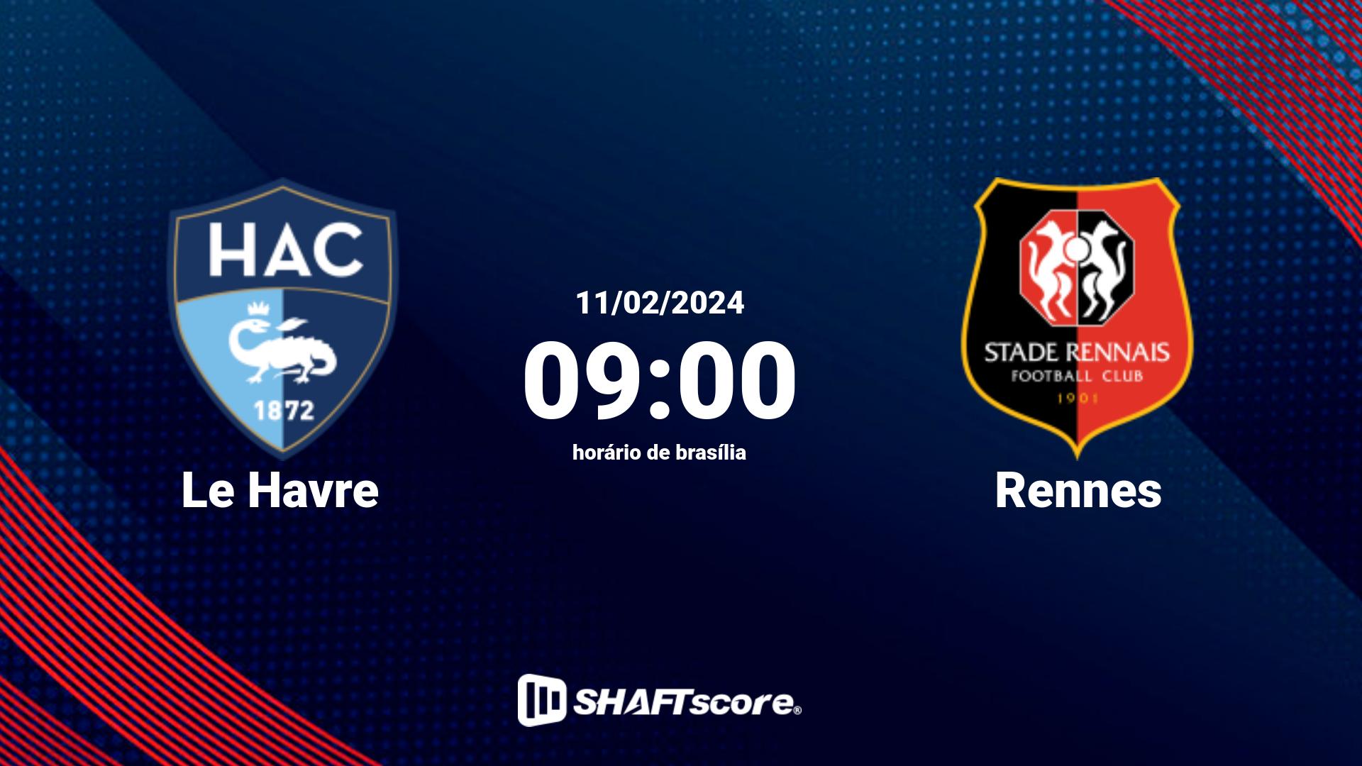 Estatísticas do jogo Le Havre vs Rennes 11.02 09:00