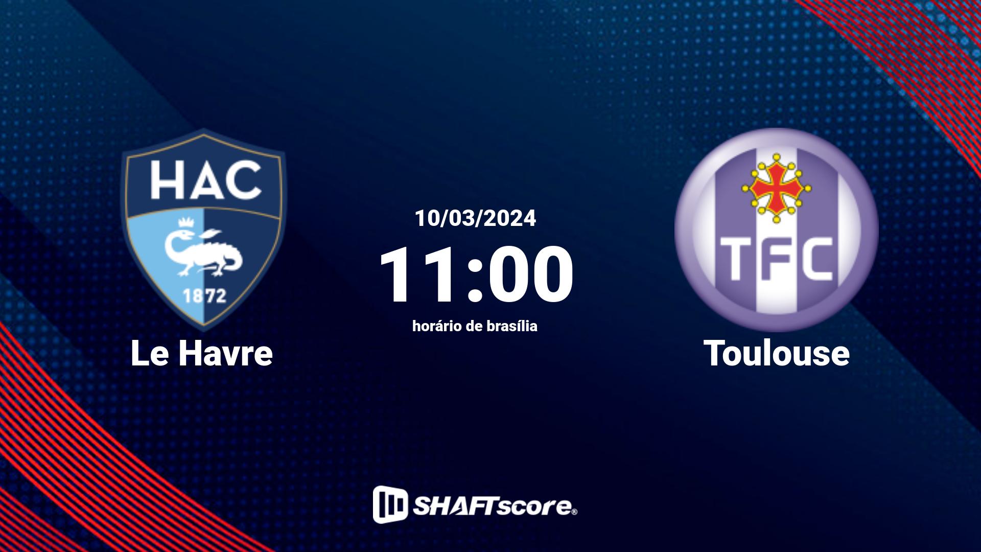 Estatísticas do jogo Le Havre vs Toulouse 10.03 11:00