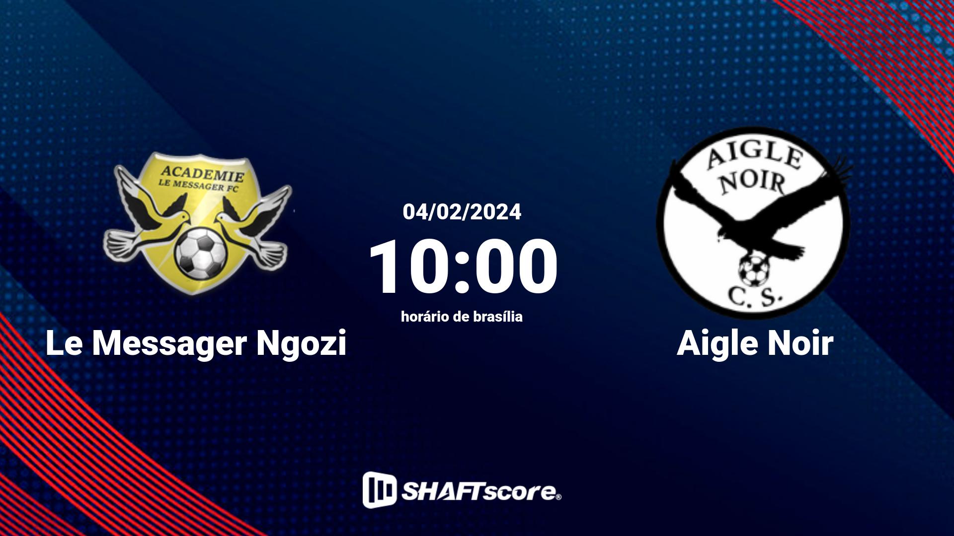 Estatísticas do jogo Le Messager Ngozi vs Aigle Noir 04.02 10:00