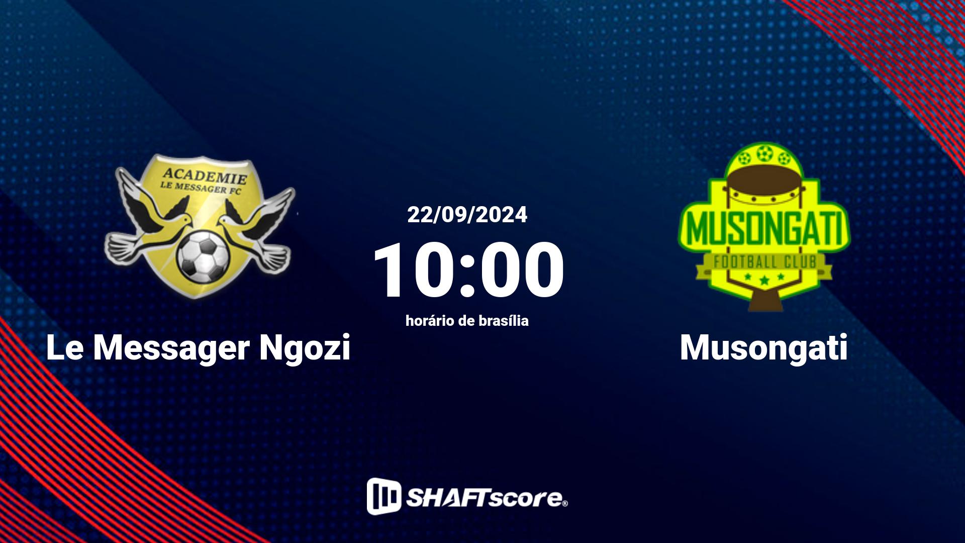 Estatísticas do jogo Le Messager Ngozi vs Musongati 22.09 10:00