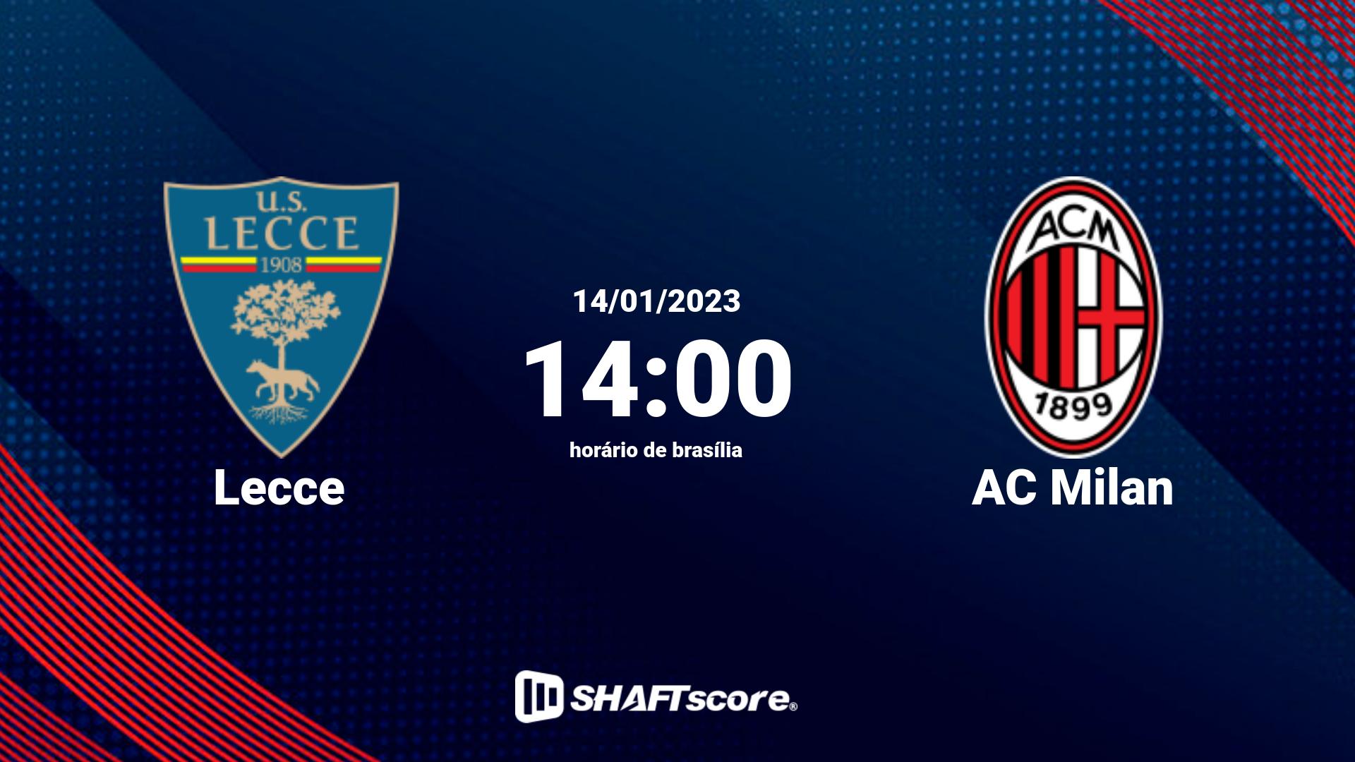 Estatísticas do jogo Lecce vs AC Milan 14.01 14:00